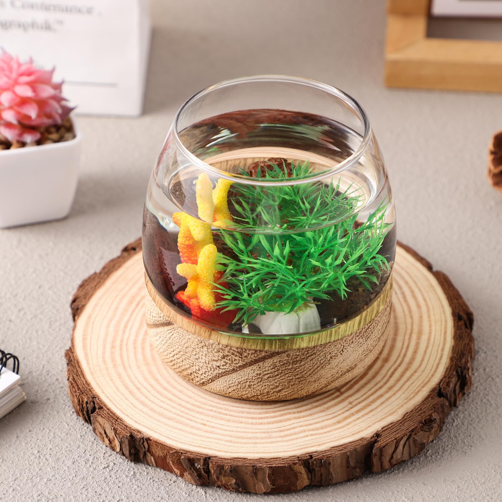 Snapklik.com : Glass Fish Bowl Aquarium Tank For And Elegant Centerpiece  Decor Easy Maintenance Robust Glass Design For Use, image size:1604x1604