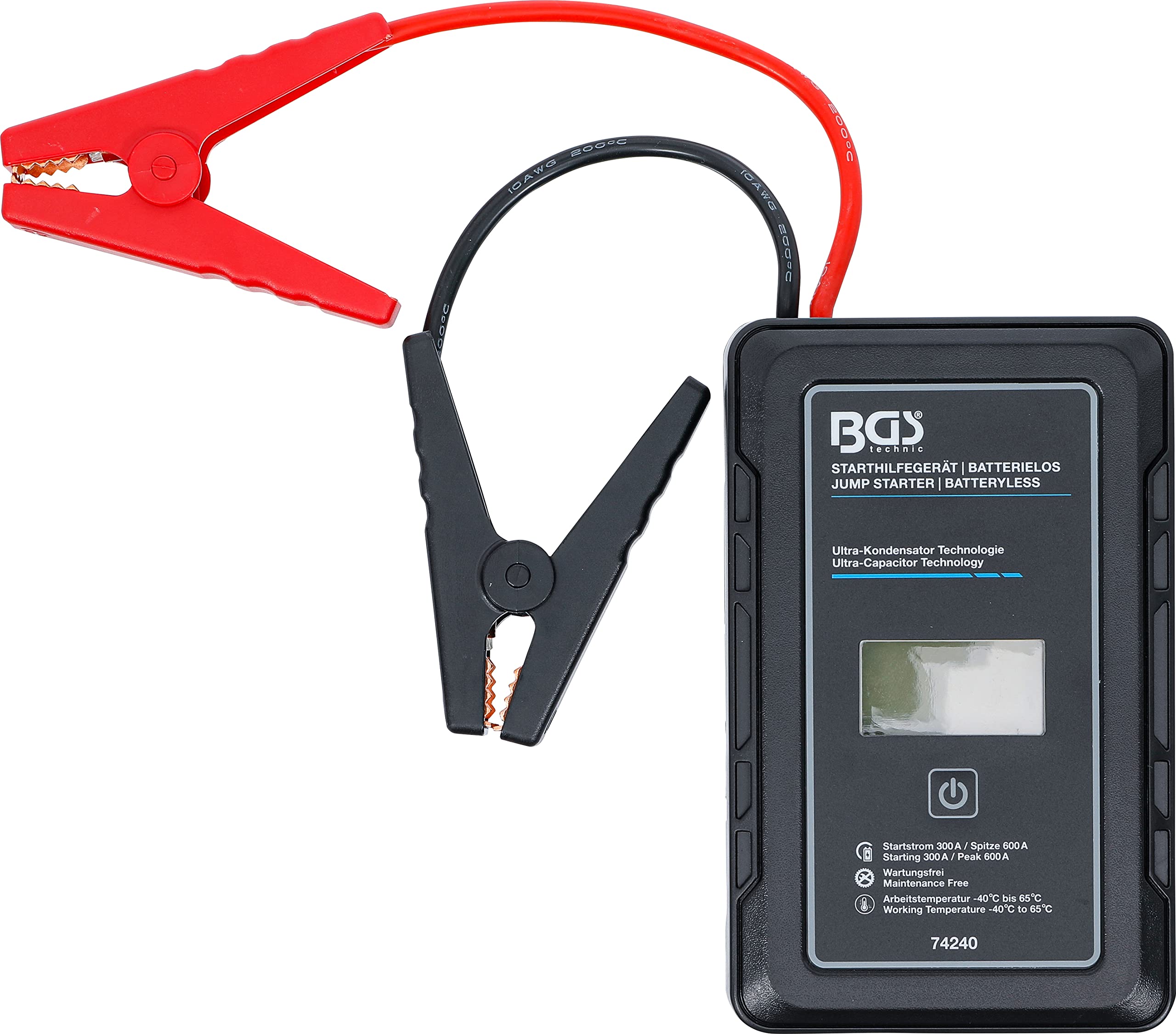 BGS 74240 | Arrancador | sin batería | con tecnología de ultracondensadores | 12 V / 300 A / 600 A | Con tecnología de ultracondensador, para vehículos de 12 V, pantalla LCD, protección contra polaridad inversa y cortocircuito