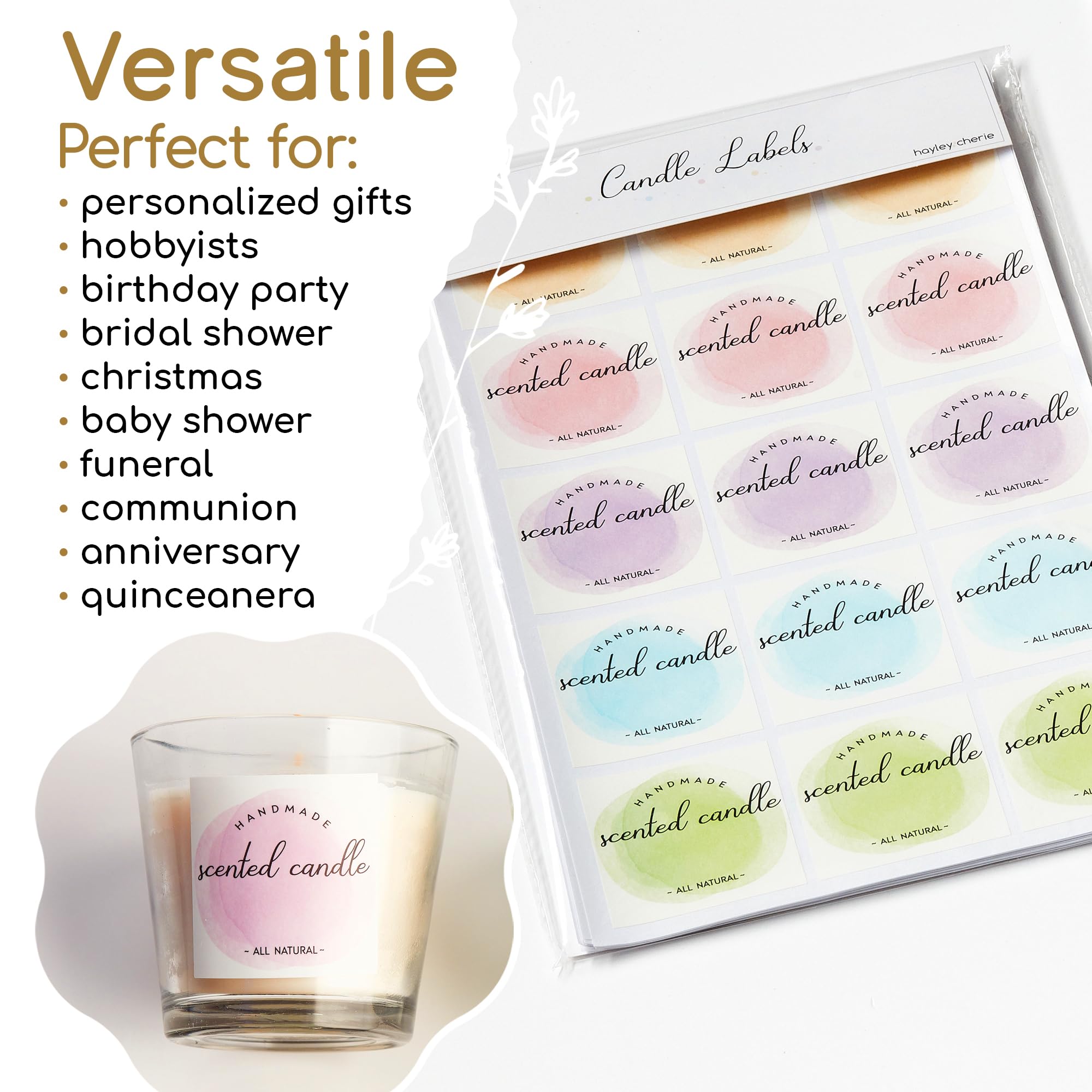 Rose Gold Candle Label Template / Editable Gold Candle Labels / Minimalist Candle Label / Modern