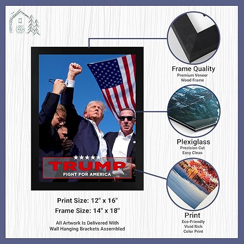 Miniatura 2 de Póster enmarcado con foto de Donald Trump Assassination Intent Fight For America  Póster e impresiones de carteles de Trump  Pintura de oficina y