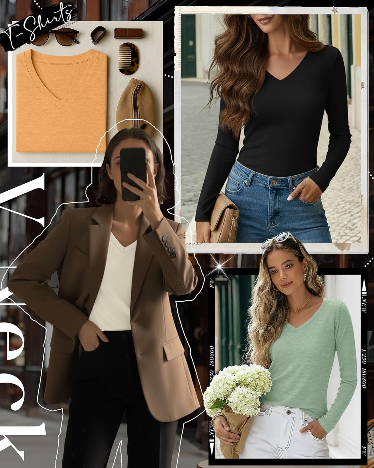 Huukeay 4 Pack Women's V Neck Long Sleeve T Shirts Basic Tops Casual Fall Loose Fit Blouse Tee Clothes Fashionable Outfits - Image 5