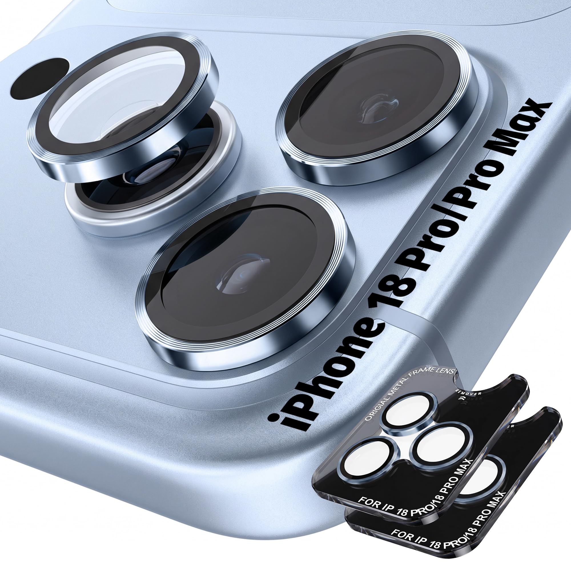 Orzero 9H Glass Camera Lens Protector for 18 Pro/18 Pro Max-Blue, 2 Set