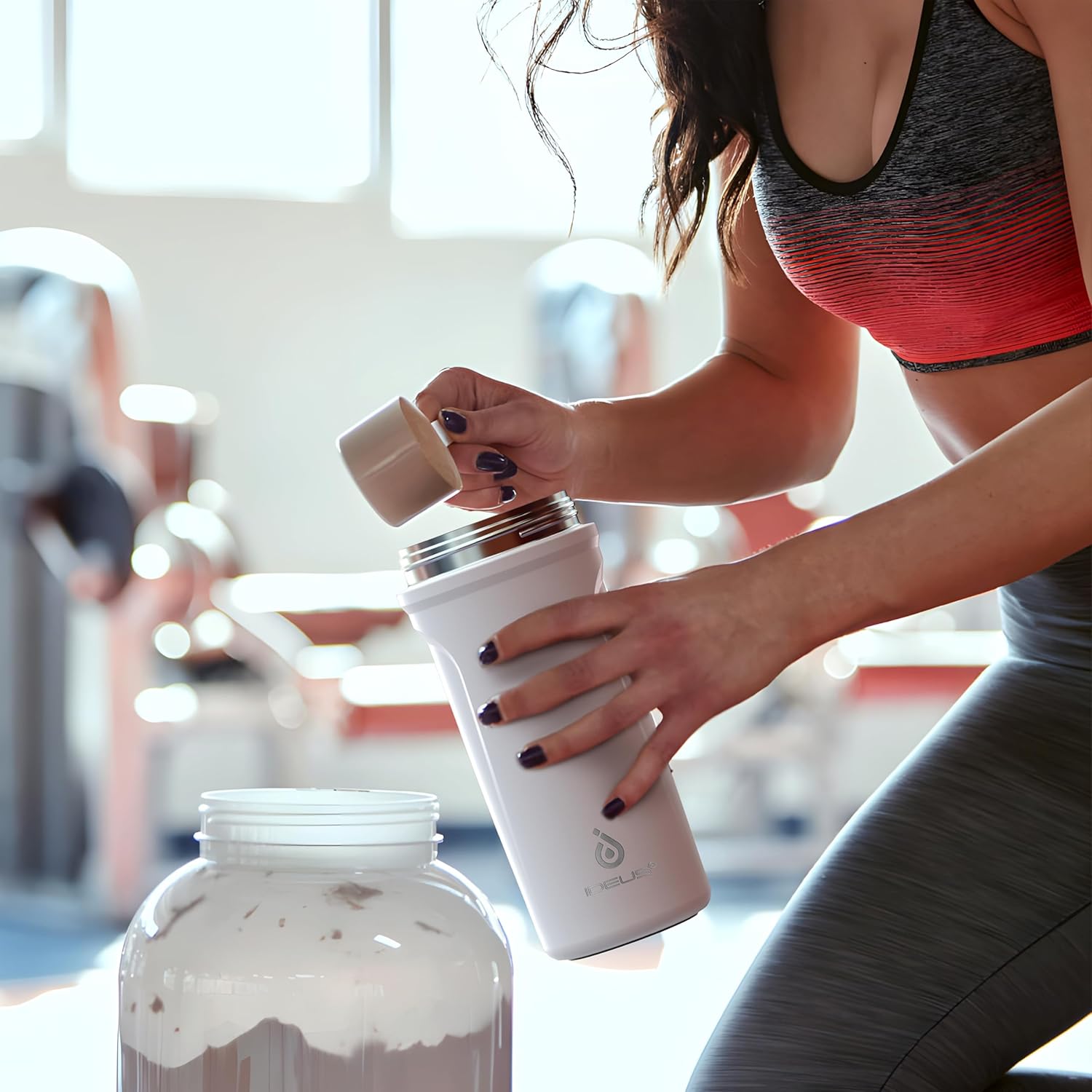 Ideus Protein Shaker Bottle 24oz(710ml) Insulated Stainless Steel Shaker Bottle with Silent Tritan Ball Portable Pre Workout Shaker Cups for Protein Shakes, Smoothies, Cocktails, White - Image 7