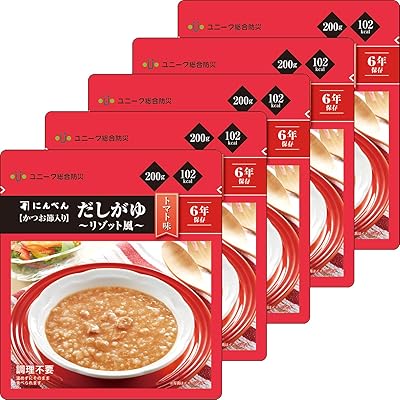ユニーク総合防災 にんべん かつお節入り だしがゆ~リゾット風~(トマト) 200g ×5個