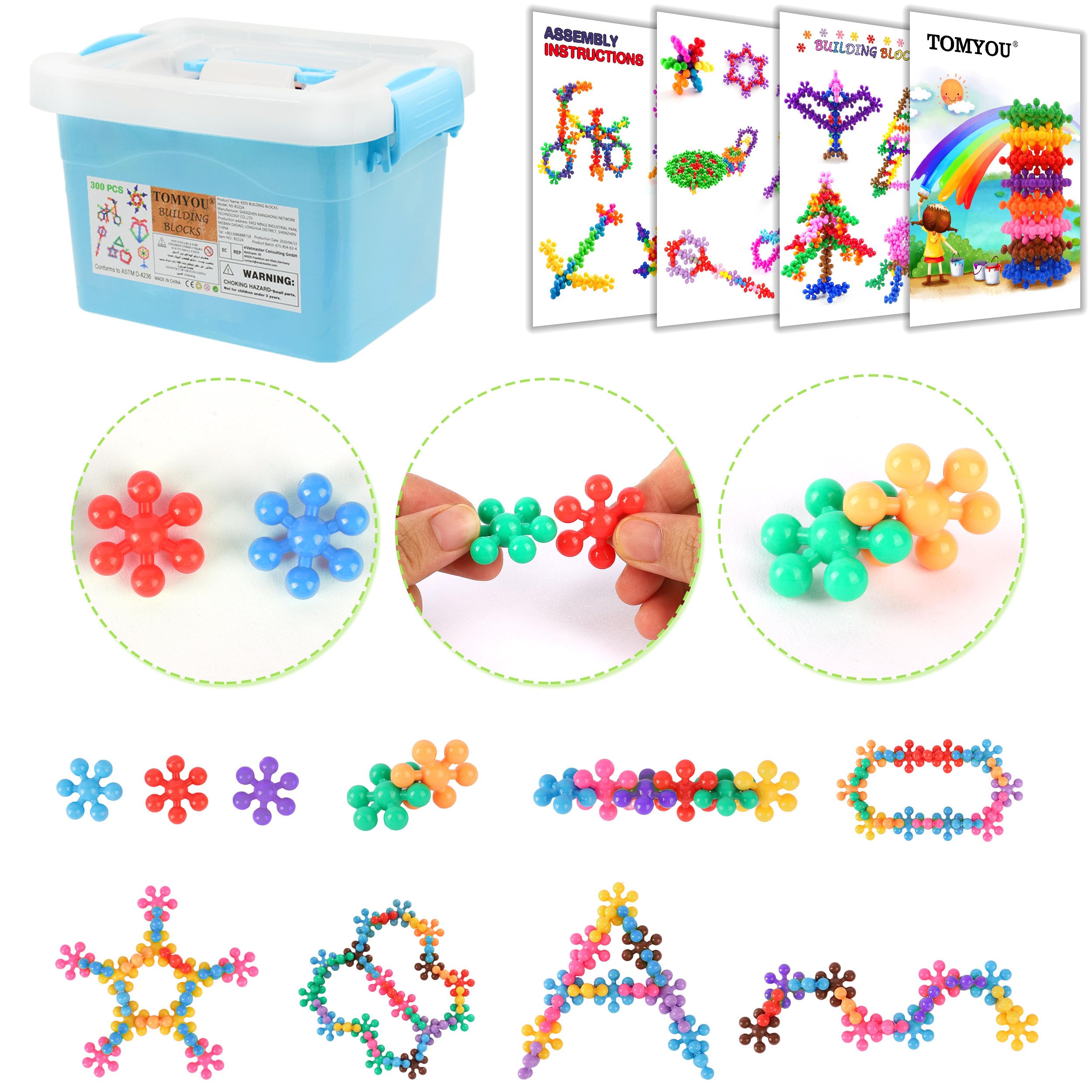 300 piezas de bloques de construcción para niños, juegos educativos de plástico entrelazado para niños y niñas de 3 años en adelante, material seguro y creatividad 3