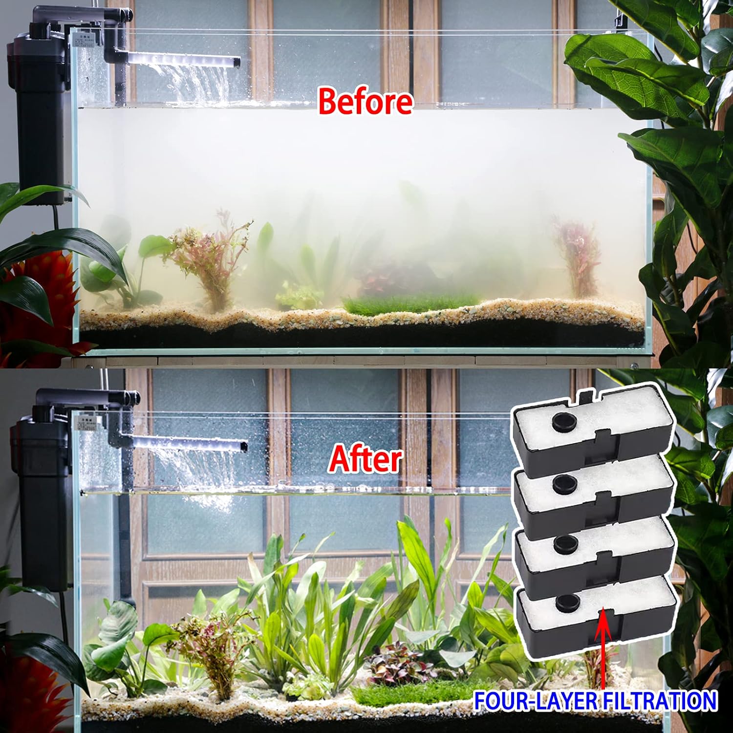 TARARIUM 20 to 55 Gallon Aquarium Filter Fish Tank Filters Hang On Back Filter Canister Water Pump Filter Waterfall Filter Canister Filter Gal : Pet Supplies
