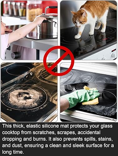 Miniatura 8 de Cubiertas Superiores de Estufa para Estufa Eléctrica, Protector de Cubierta Superior de Estufa de Vidrio de Silicona Resistente de Grado Gris