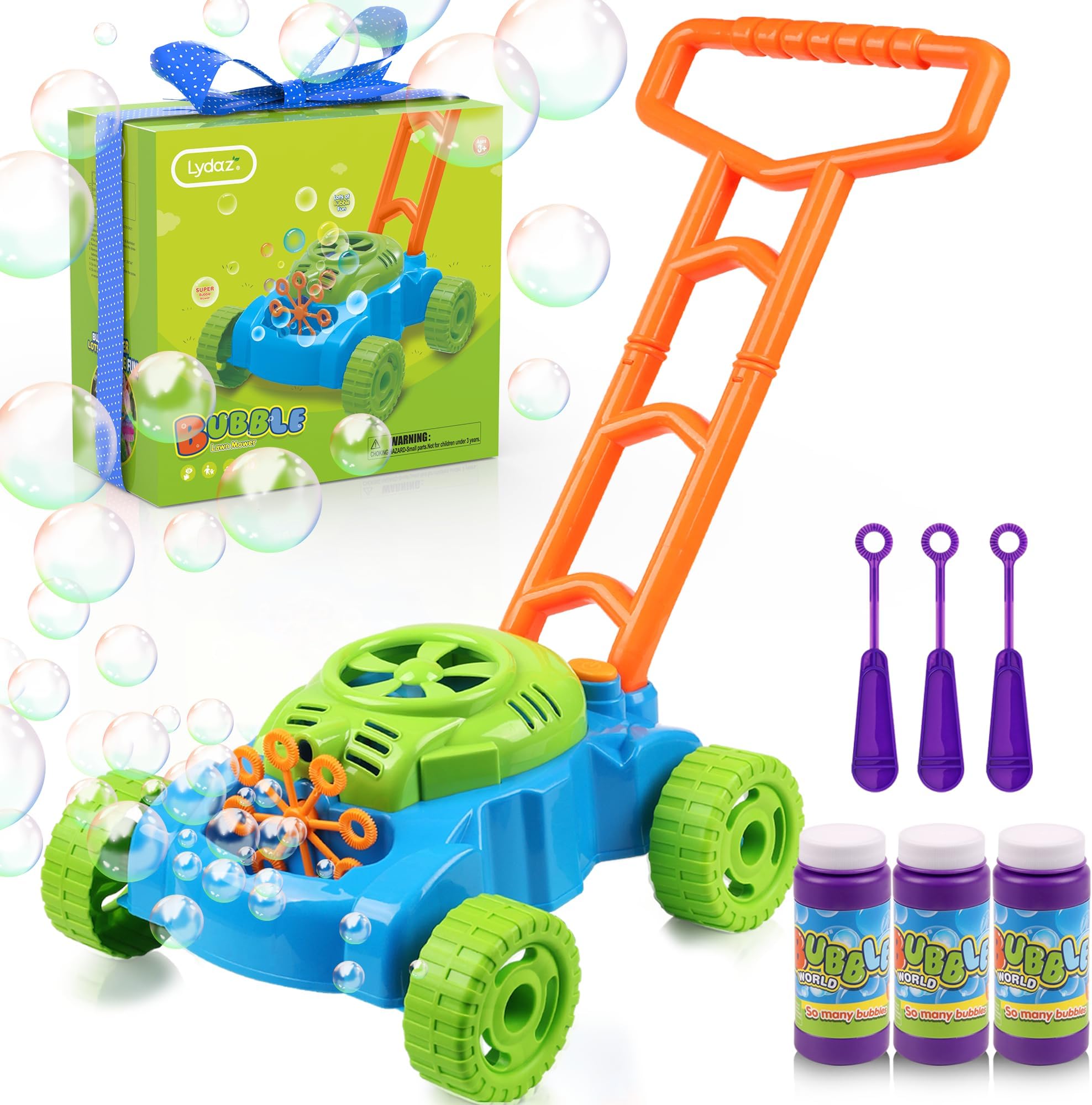 Bubble Lawn Mower for Toddlers 1-3, Kids Bubble Machine for 1-Year-Old Boys Toy Gifts, Gardening Easter Basket Stuffers Birthday Toys, Push Summer Outdoor Toys for Preschool Baby Boys Age 1 2 3