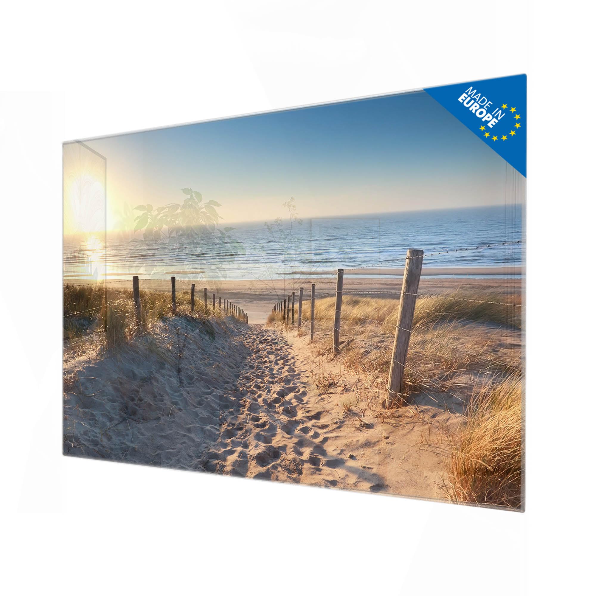 banjado Memoboard aus Glas in 60x40cm mit Strand- und Meerdesign