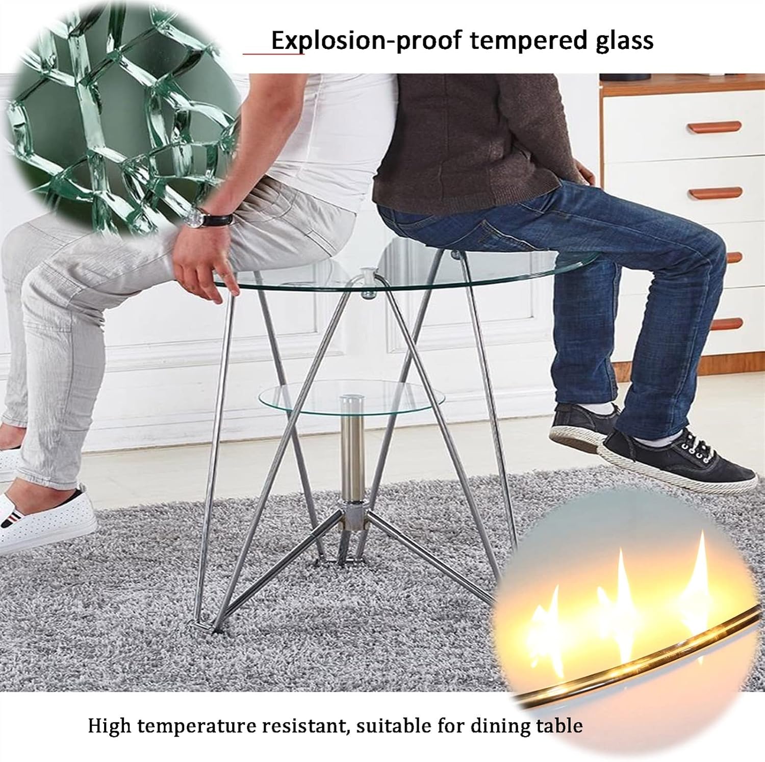 Tempered Glass Table Top Clear Plate Glass - 9 Mm Thick Round Glass Table Top 15 18 20 22 24 30 Inch, Hard and Reliable, Smooth, Good Gloss, Easy to Install (Color : Clear, Size : 43CM(17IN))