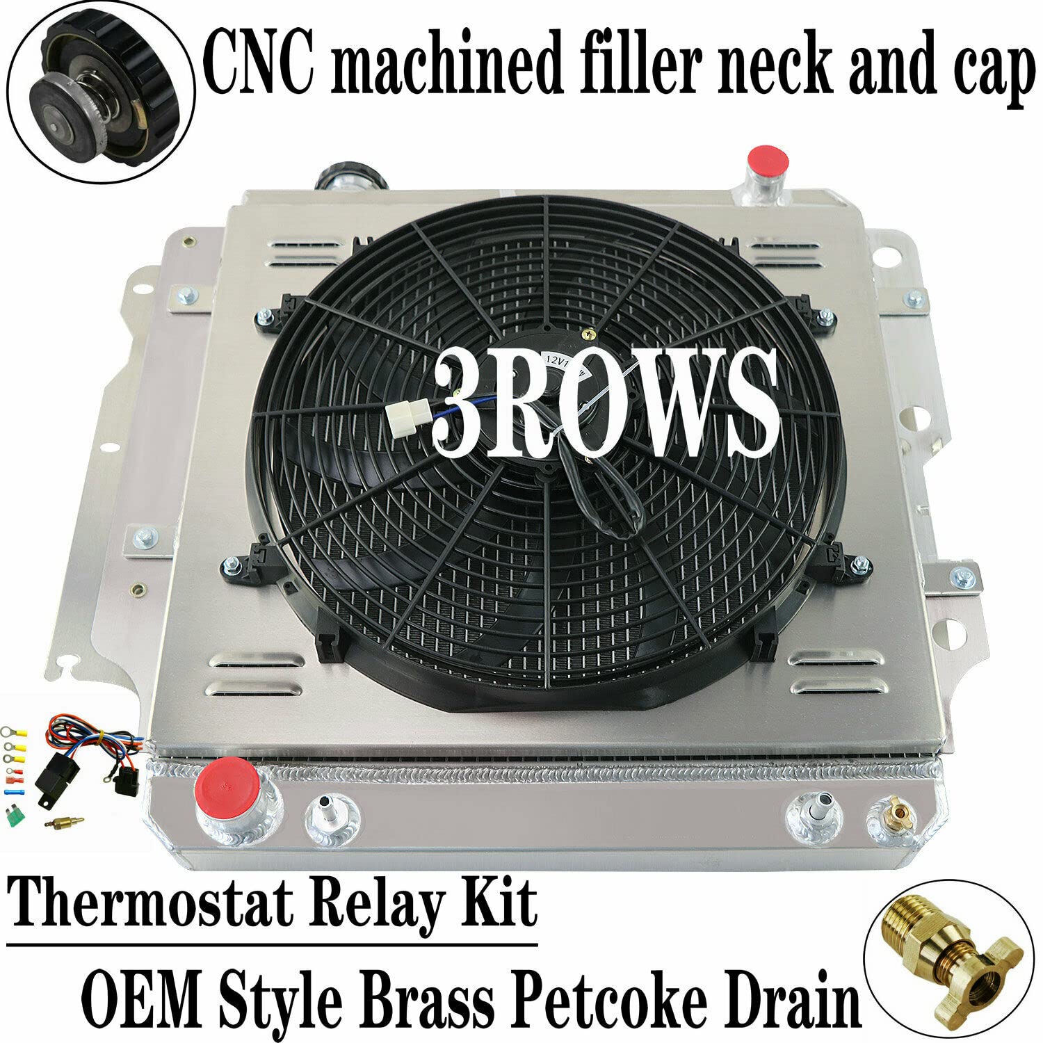 t*a様 ALLOYWORKS 3列 オールアルミラジエーター 87-06 ジー Amazon.com: ALLOYWORKS 3 Row All Aluminum Radiator + 14