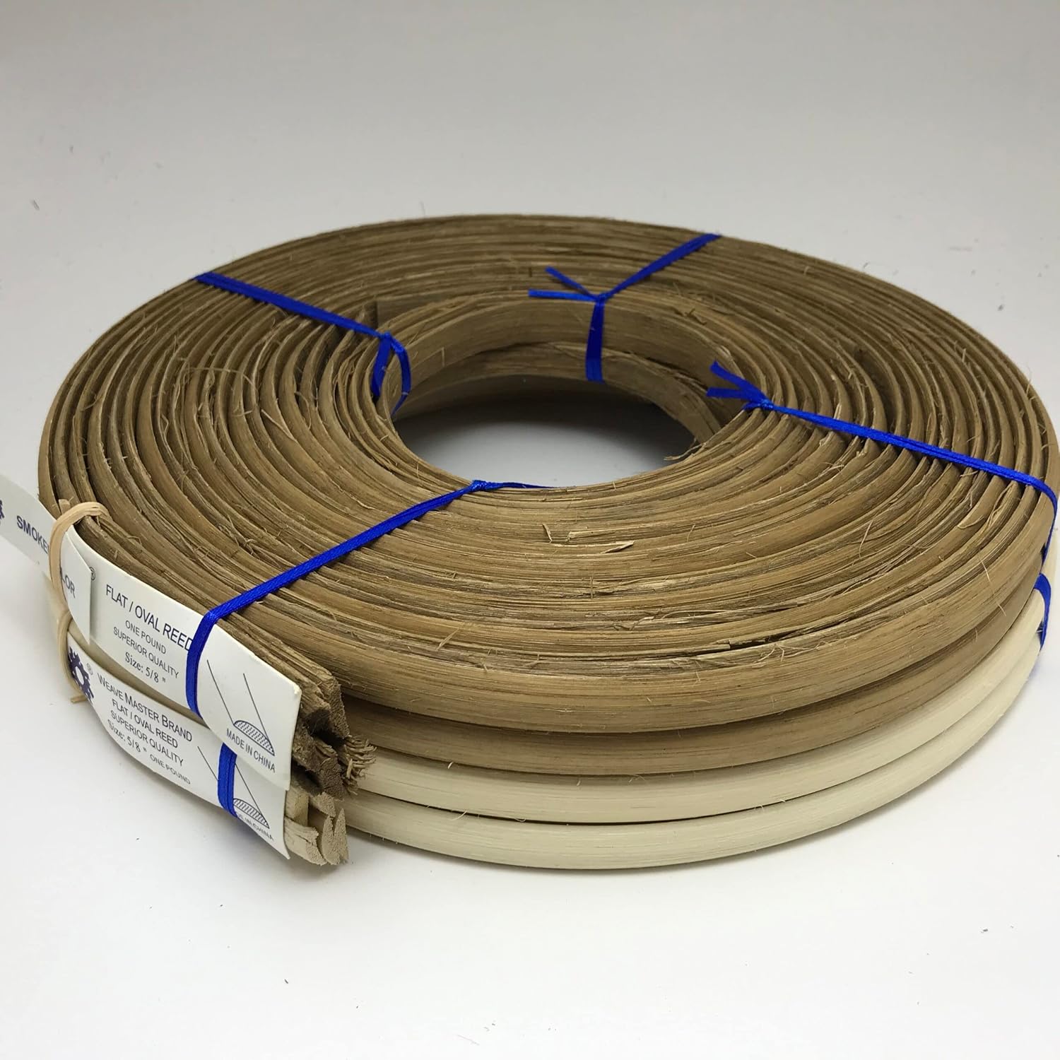 Flat Oval Reed 1/2 for Basket and Seat Weaving - 1 Pound Coil - Approx. 90 Feet of Varying Lengths. Choose Either Smoked or Natural (Natural)