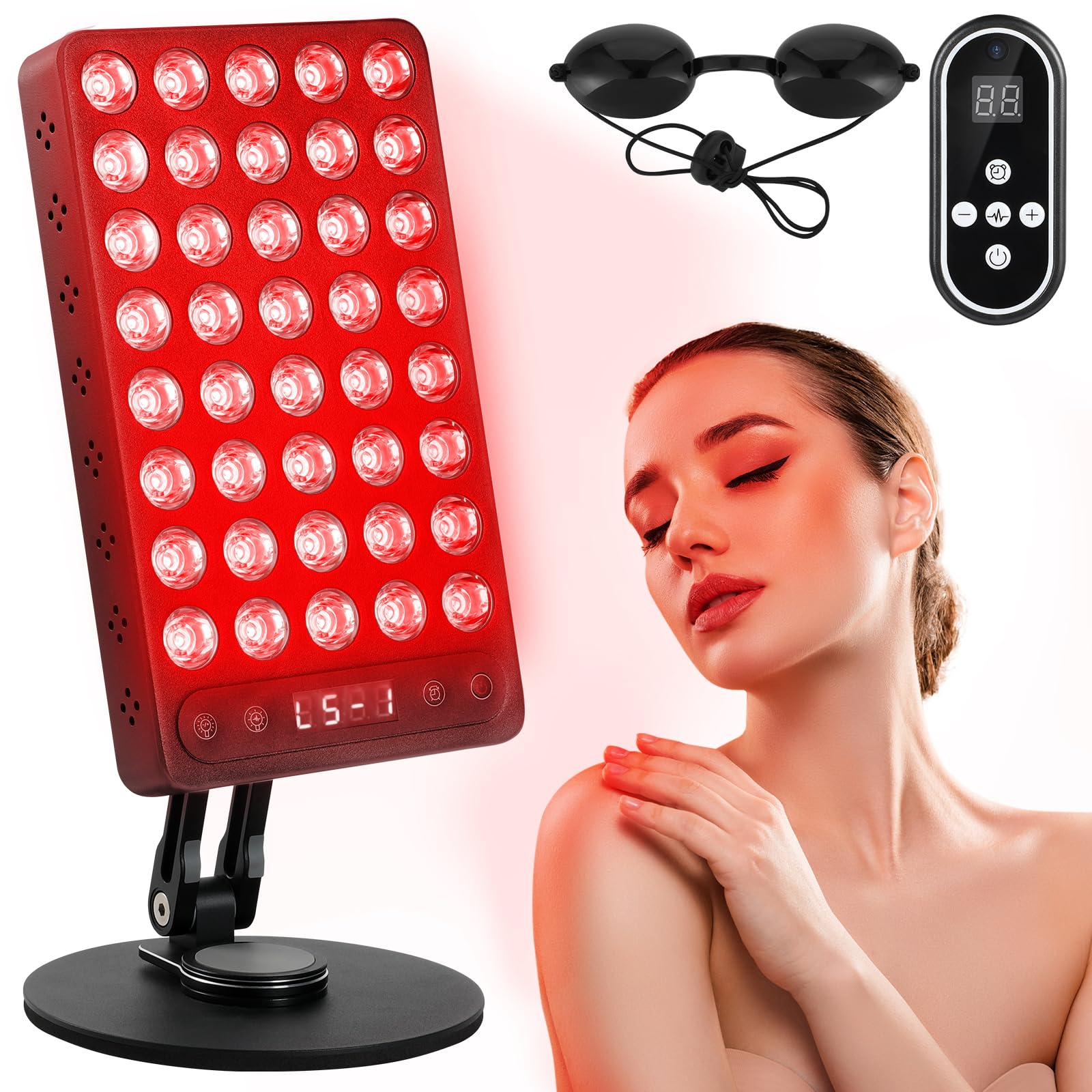 Youjoitim Red Light Therapy 40 LEDs 660nm Red 850nm Near Infrared Light with Timer High Power Panel Lamp