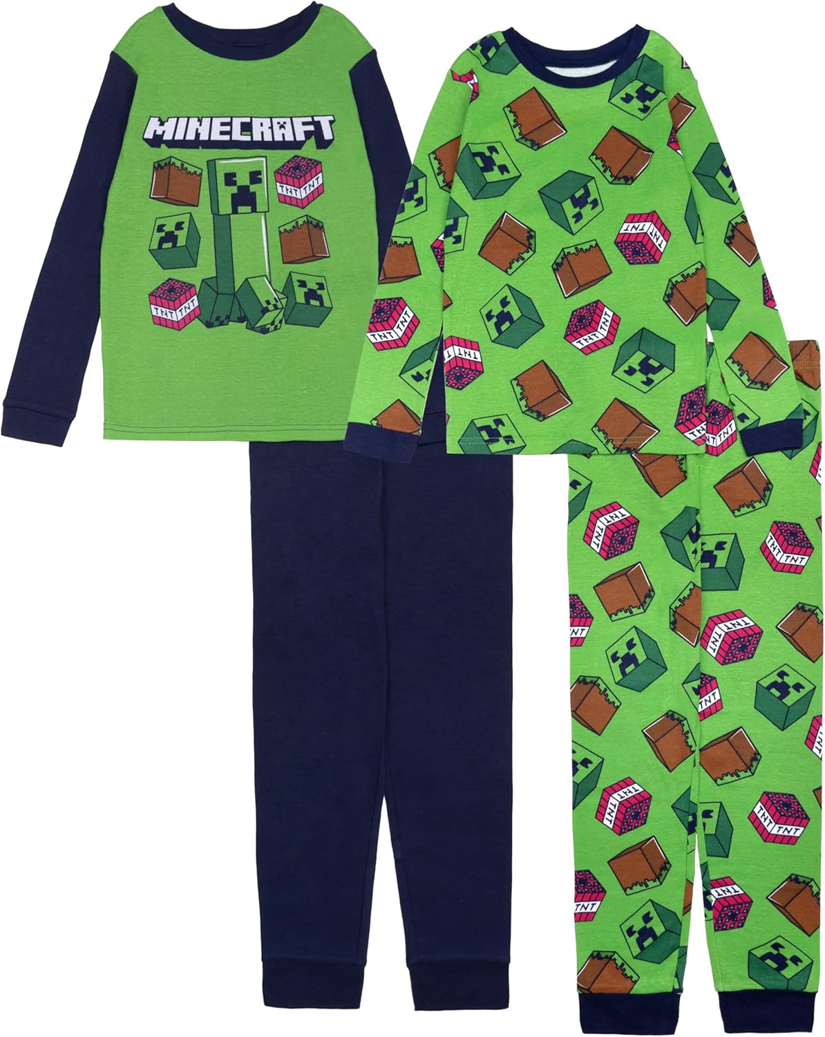 Minecraft boys 4-piece Snug-fit Cotton Pajama Set, Soft & Cute for Kids