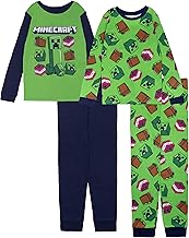 Minecraft boys 4-piece Snug-fit Cotton Pajama Set, Soft & Cute for Kids