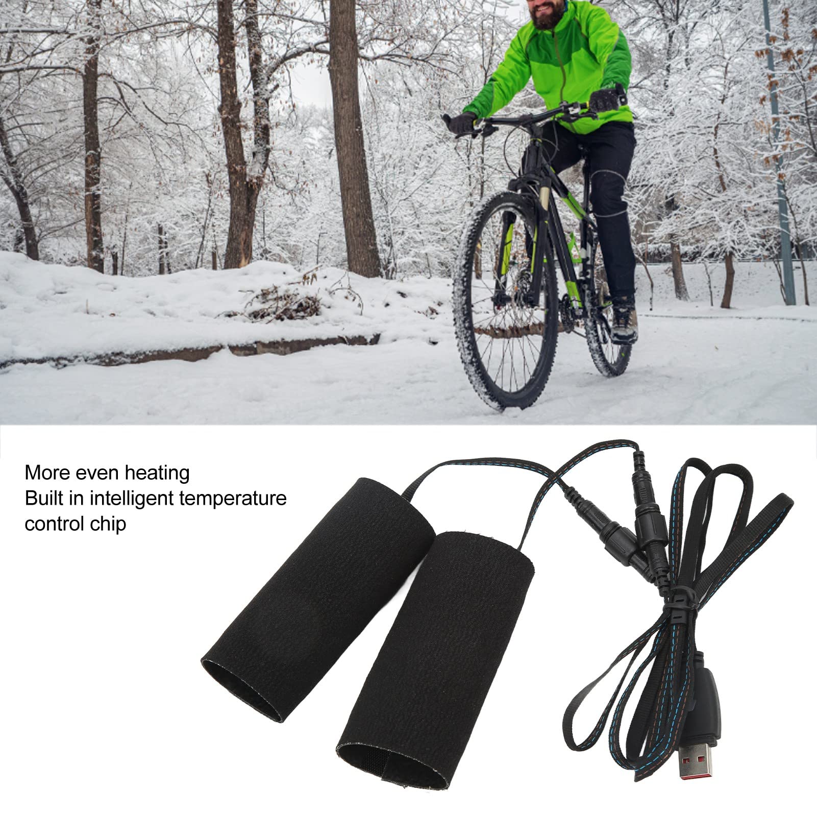 Almohadillas de Agarre Calefactadas para Motocicleta, IP67 a Prueba de Agua DC 5V 2 Uds Manillar de Calefacción Eléctrica Enchufe de Puerto USB en 3 Temperatura Regulable para Ciclismo