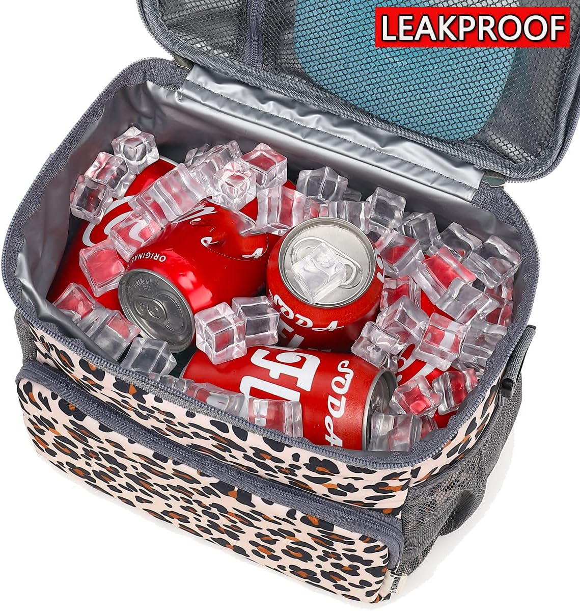 Insulated Lunch Bag for Adult/Women/Men, Reusable Lunch Box Cooler Soft Leakproof Tote, Thermal Meal Prep Lunch Pail with Adjustable Shoulder Strap for Picnic/School/Travel/Office, Leopard - Image 4