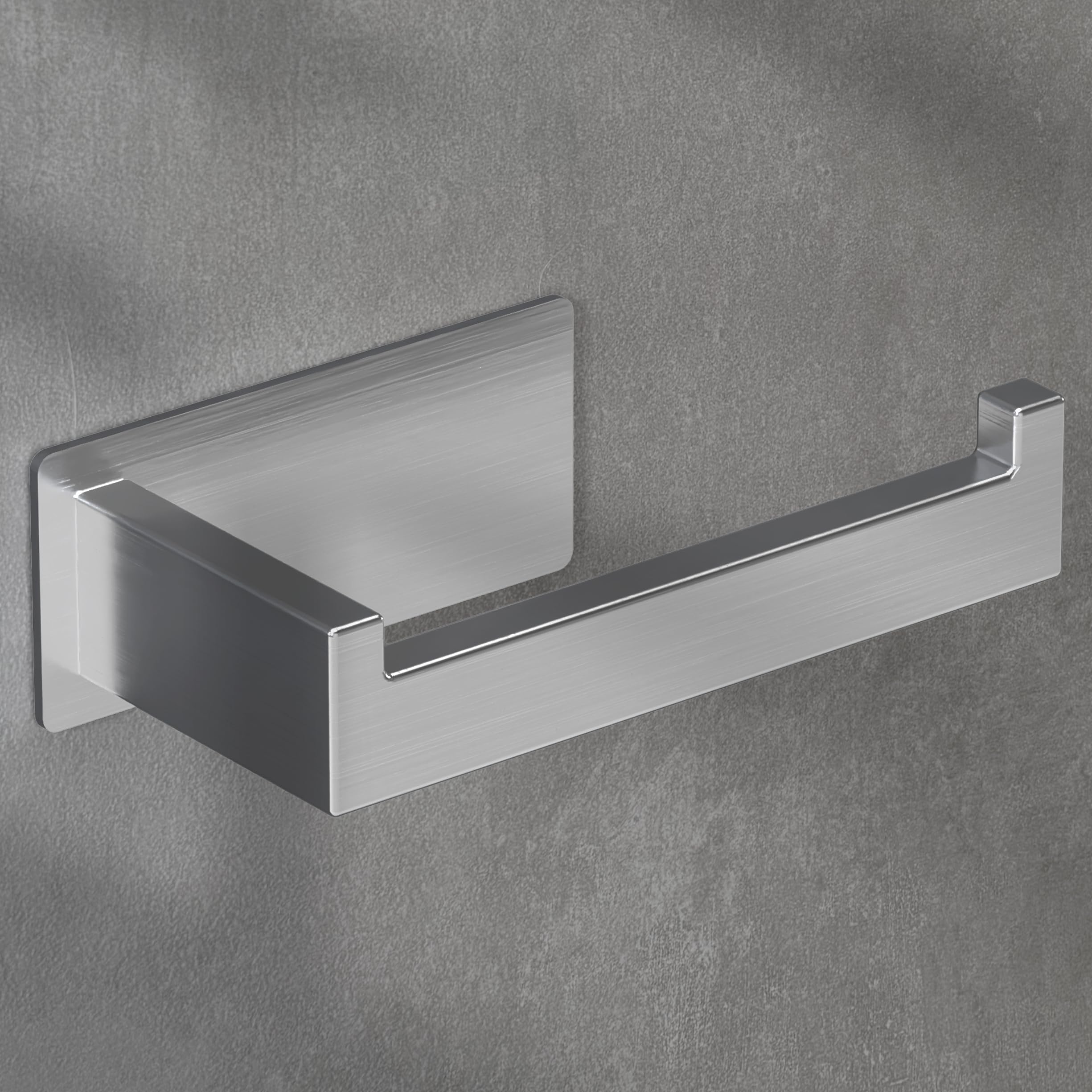 husman® Toilettenpapierhalter ohne Bohren | Klorollenhalter aus hochwertigem gebürstetem Edelstahl | Toilettenpapierhalter schwarz Klopapierhalter ohne Bohren WC Papier Halterung (Eckig)