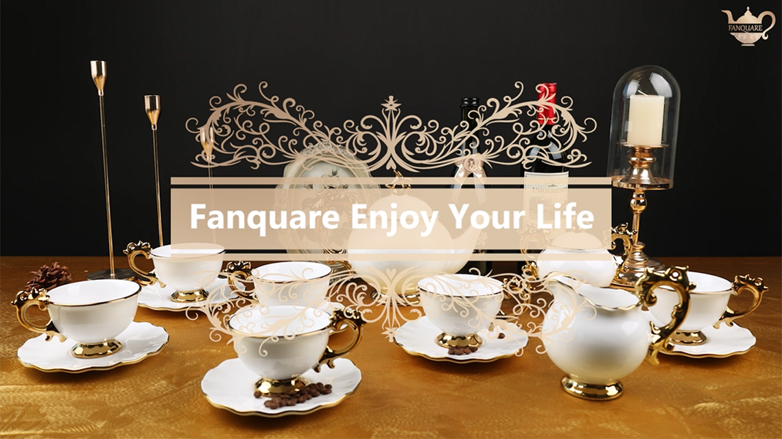 Amazon.com | fanquare 15 Piece Vintage Porcelain Tea Set for 6