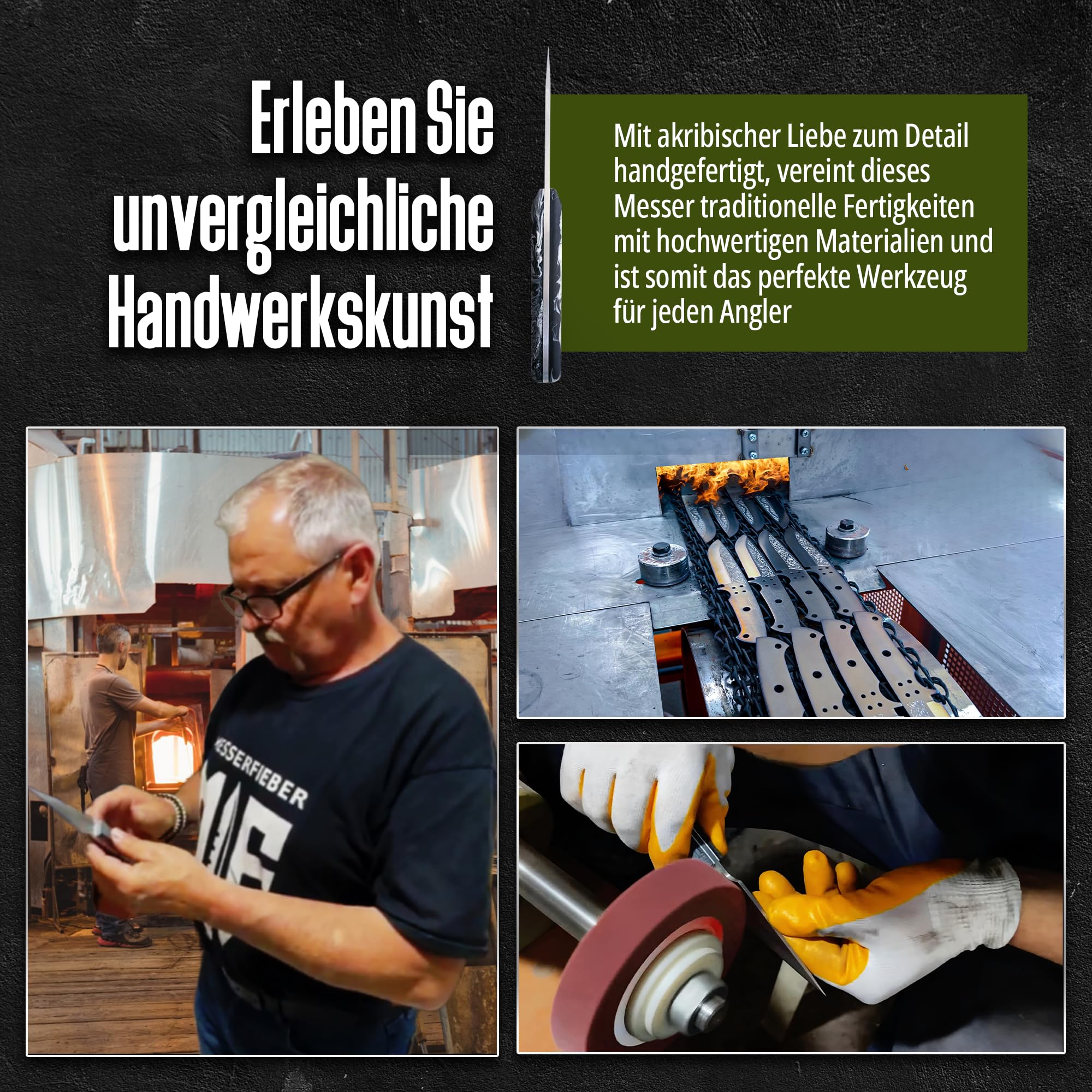 Messerfieber® Angelmesser Wobbi [Mit Einzigartigem Wobblergriff!] – inkl. Lederscheide – Outdoor Messer für Angler & Naturfreunde – Survival Messer (Handgefertigt & Korrosionsbeständig)