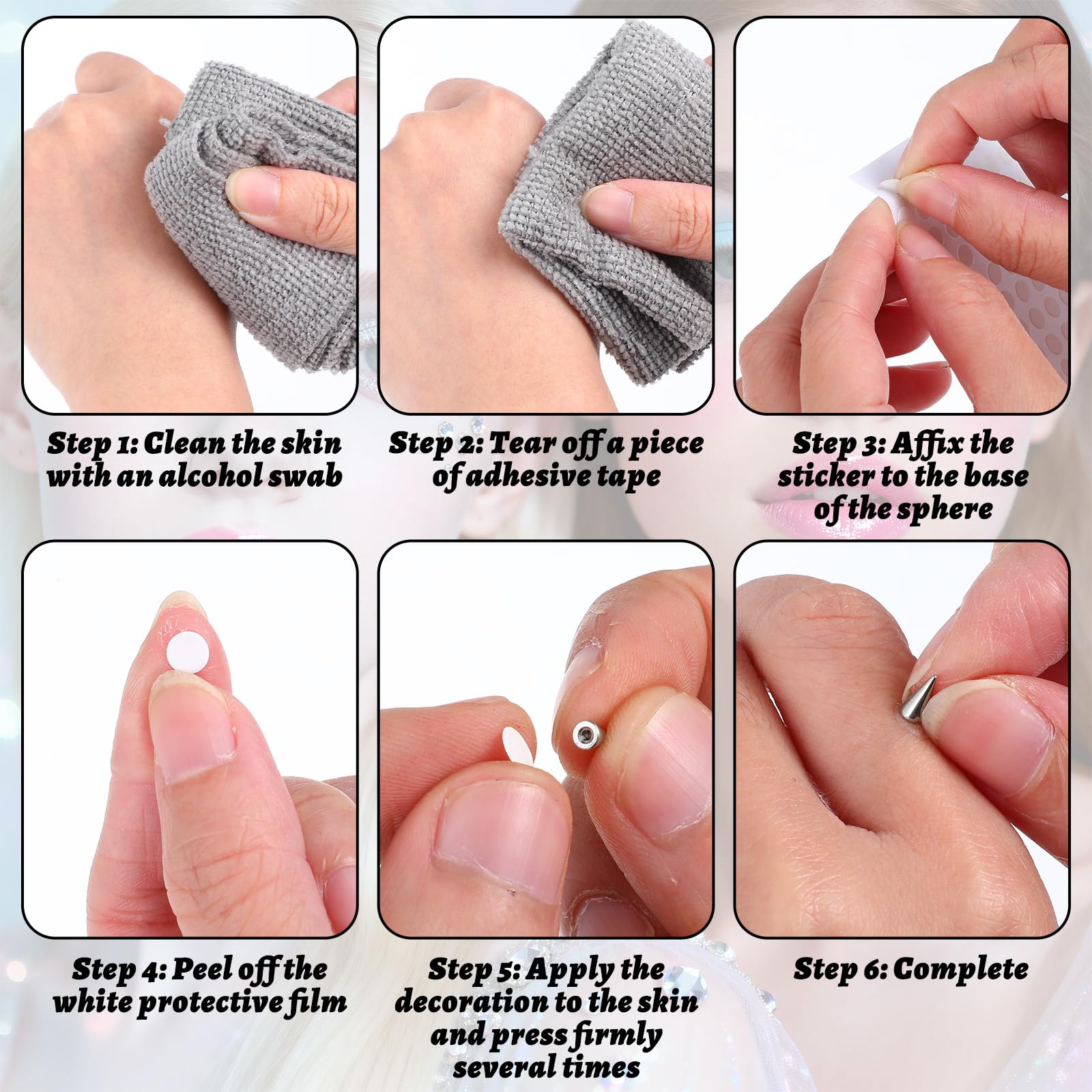 Yolev 26 szt. sztucznych kolczyków do piercingu, sztuczne pierścienie do brwi, wargi, labret, kolczyki do nosa, 3 mm, 4 mm, 5 mm, 6 mm, stalowe kolorowe kolczyki z naklejką, pęseta, bez przekłuwania
