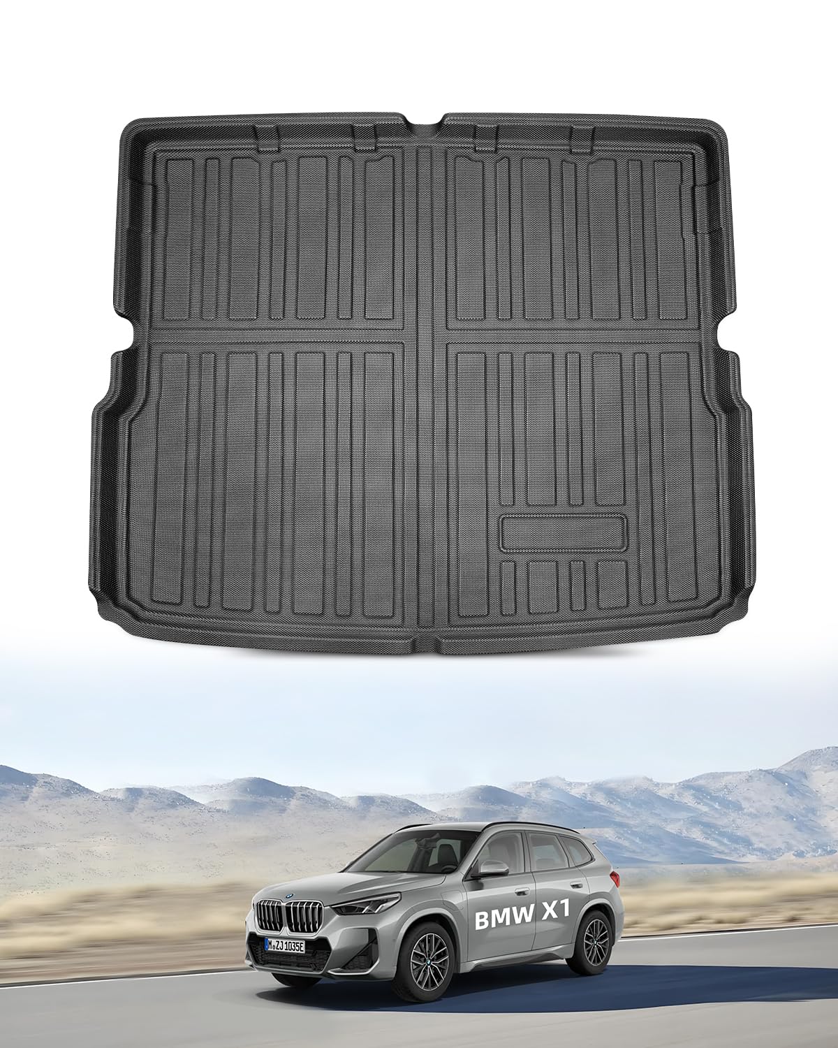 TPE Kofferraummatte BMW X1 Mild Hybrid PHEV / iX1 EV 2023-2026 | Hinten Kofferraum Schutzmatte Original, Kofferraumschutz mit Hohem Rand, Rutschfestes und Wasserdichtes
