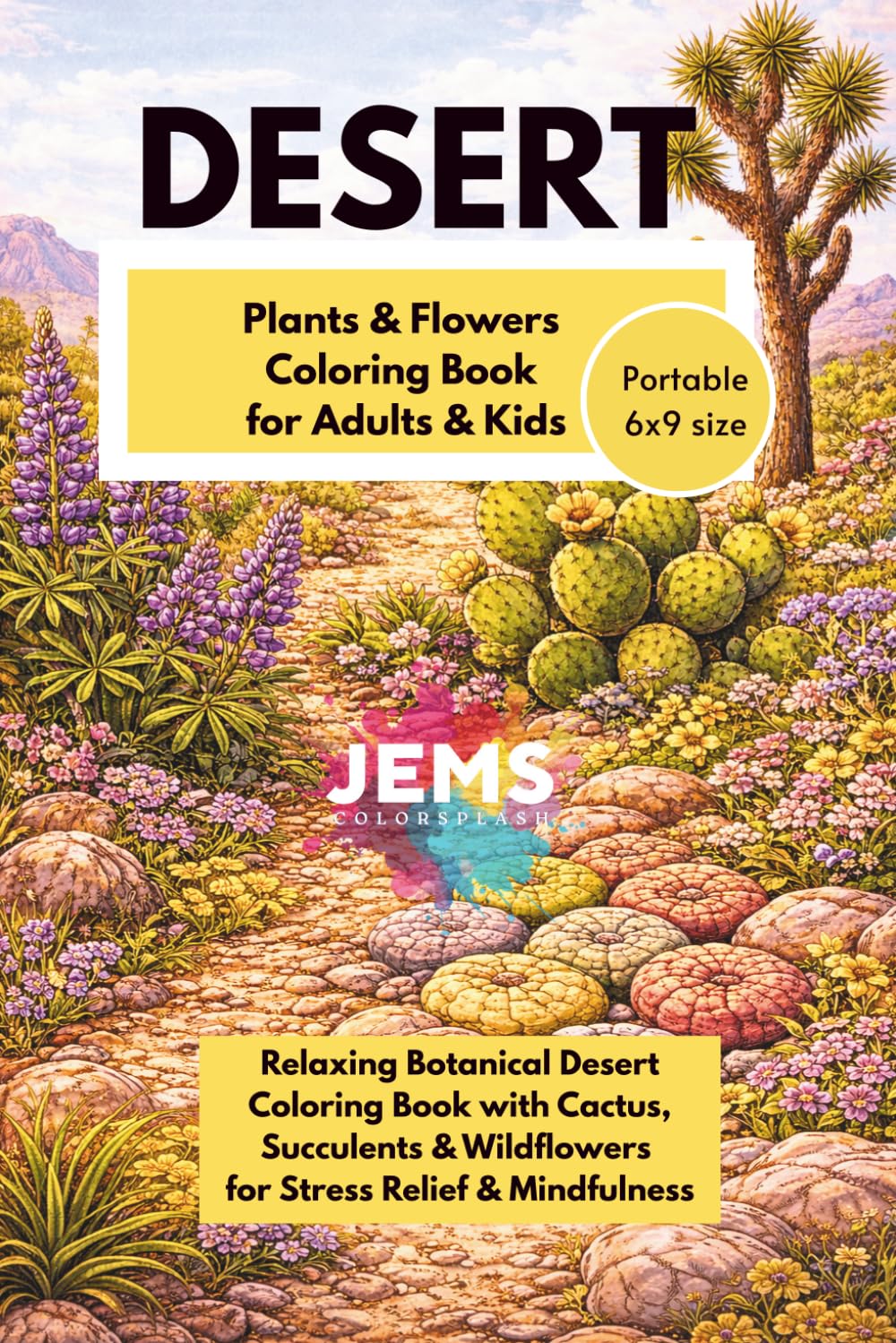 Desert Plants & Flowers Coloring Book: Relaxing Botanical Coloring Book with Cactus, Succulents & Wildflowers for Stress Relief
