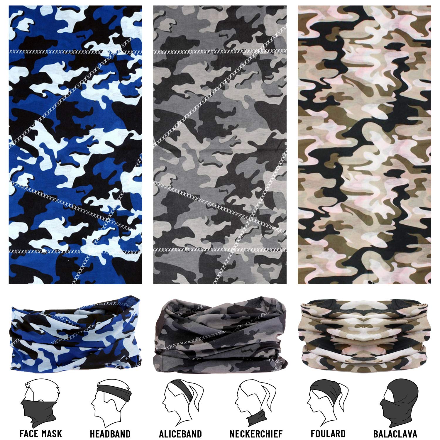Neck Gaiter Headwear Headband Elastic Seamless Multifunctional Face Bandana Mask Sport Scarf for Men and Women for Motorcycle, Runing, Fishing, Hiking, Workout,Yoga etc 2