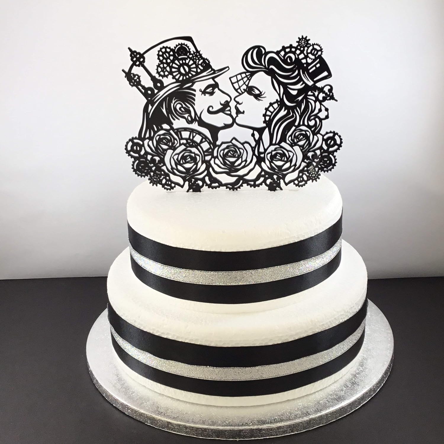 Decoration De Gateau De Mariage En Style Rock Gothique Rose Steampunk Amazon Fr Produits Handmade