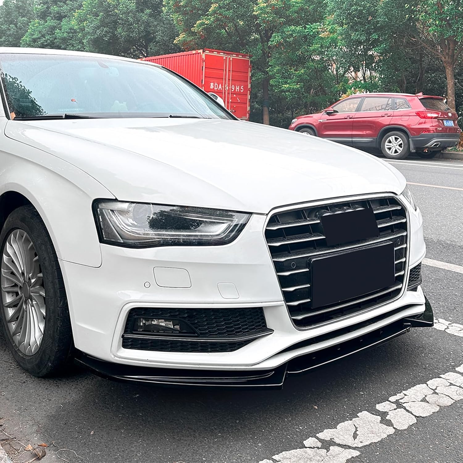Auto Frontspoiler für Audi A4 S4 B8.5 Sline 2013-2016, Antikollisionsschutz Frontlippe Spoiler Frontstoßstangenlippe Body Kit Zubehör,A/Gloss Black