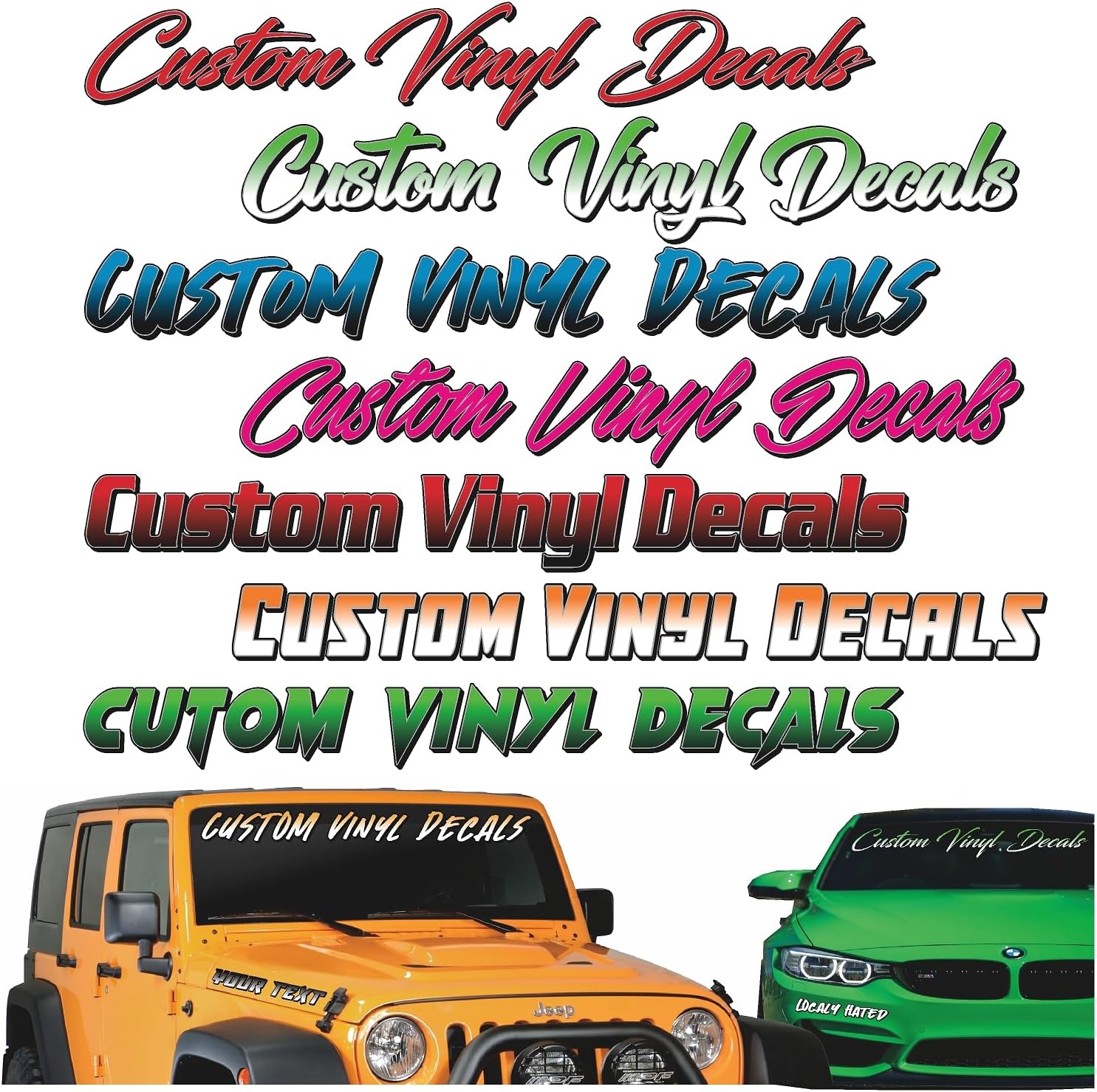 Custom Windshield Decal, Personalized to Order Premium Automotive Vinyl Lettering, Car, Truck, Windshield, Window, Sticker, CTDP, Graphic (Standard Sizes 3-15 Letters)