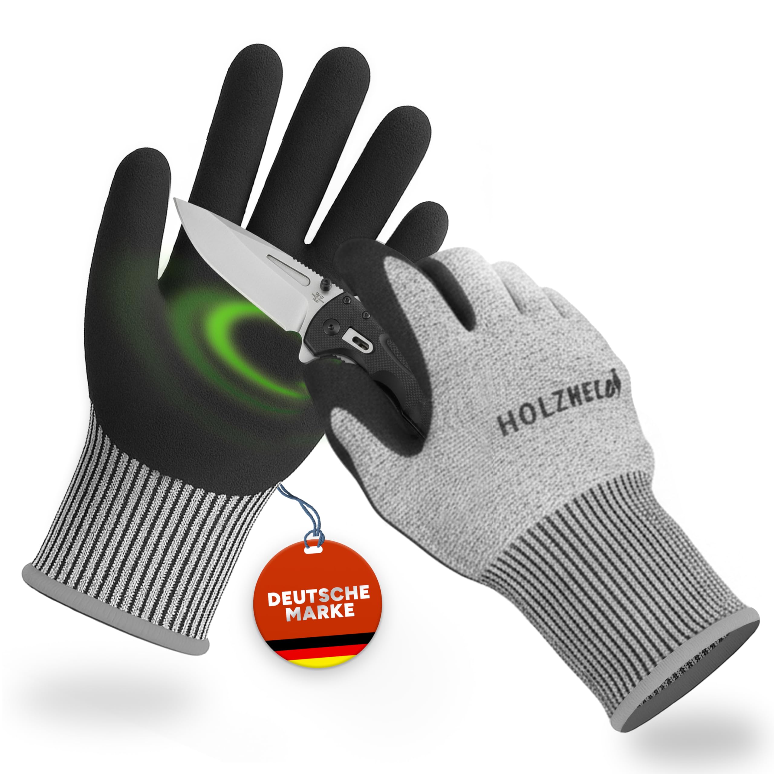 HOLZHELD Schnittschutzhandschuhe für Erwachsene – Schnittfeste Handschuhe Küche und Garten – Schutzhandschuhe schnittfest für Schnitzen Kochen, Schneiden, Werkstatt und Heimwerken Gr.S