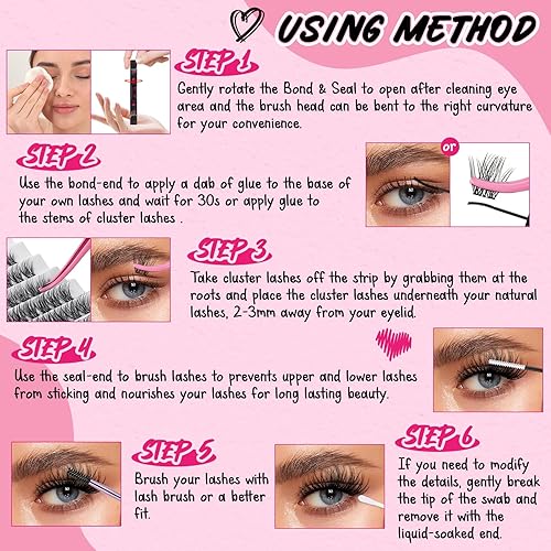 Miniatura 4 de Pegamento de pestañas en racimo y sello de pestañas impermeable, pegamento de pestañas para extensiones de pestañas de bricolaje, agarre fuerte