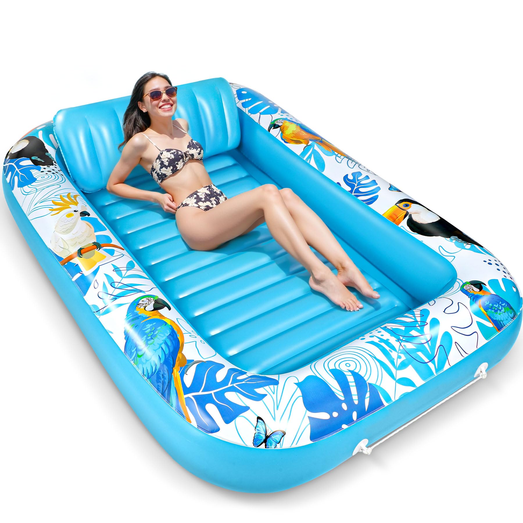 LUVTOY Materassino Mare Piscina - Blu Materassino Gonfiabile Mare - Poltrona Gonfiabili Piscina - Materassino Gonfiabile Mare - Cuscino Poltrona Amaca Gonfiabile Mare Adulti Bambini