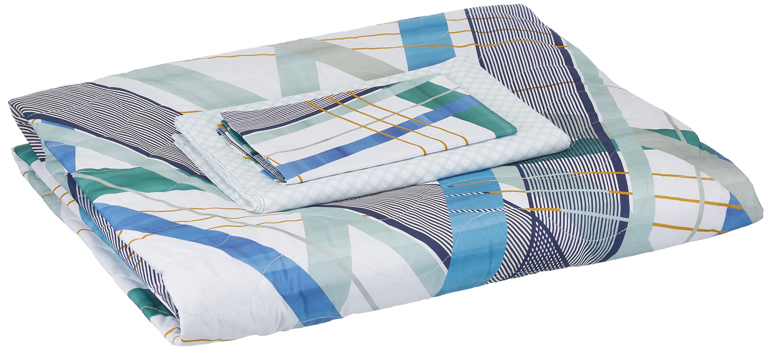 Taç Fisher Ranforce Çizgili%100 Pamuk Complete Set, Mavi, Tek Kişilik (Kapitoneli Nevresim: 180x230 cm/Çarşaf: 180x260 cm/Yastık Kılıfı: 50x70 cm)