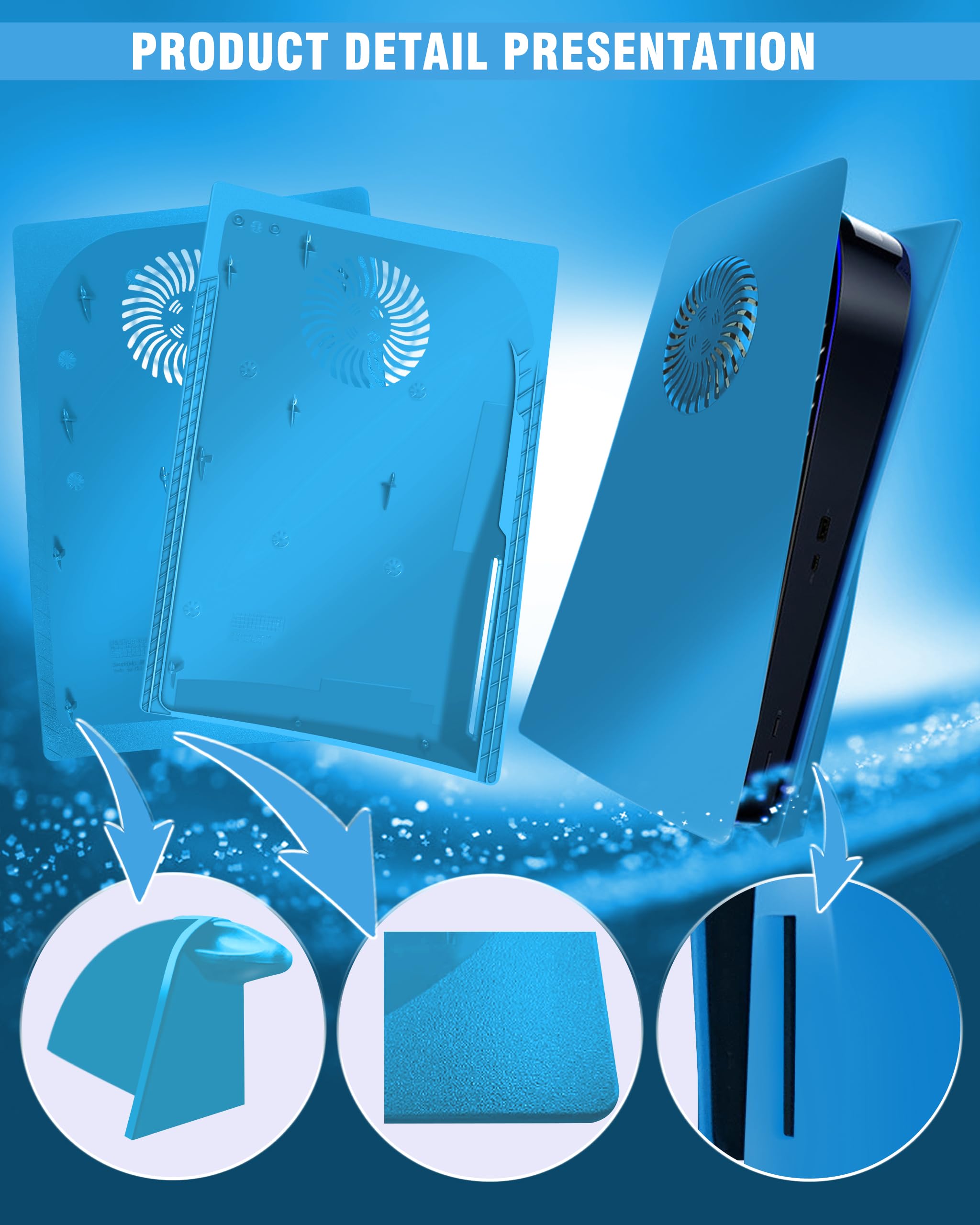 Joso Faceplate pour PS5 Disc Edition, Anti-Scratch boîtier de Remplacement étanche à la poussière, Cover Skin fit pour Console PS5 (CD-ROM) avec évent de Refroidissement