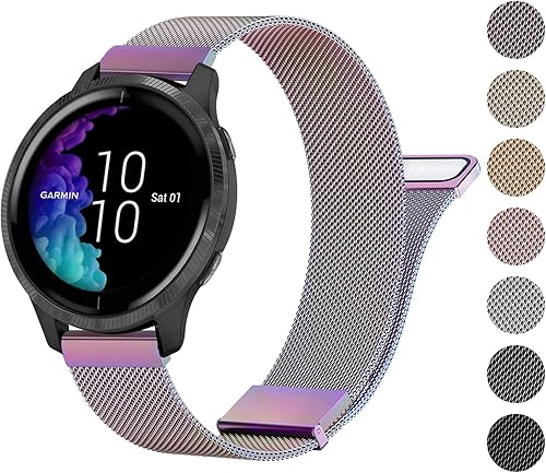 Meliya Correa de metal compatible con Garmin Venu 2 Plus, Venu Sq, Venu y Vivoactive 3, correa de repuesto de acero inoxidable para Garmin Vivomove