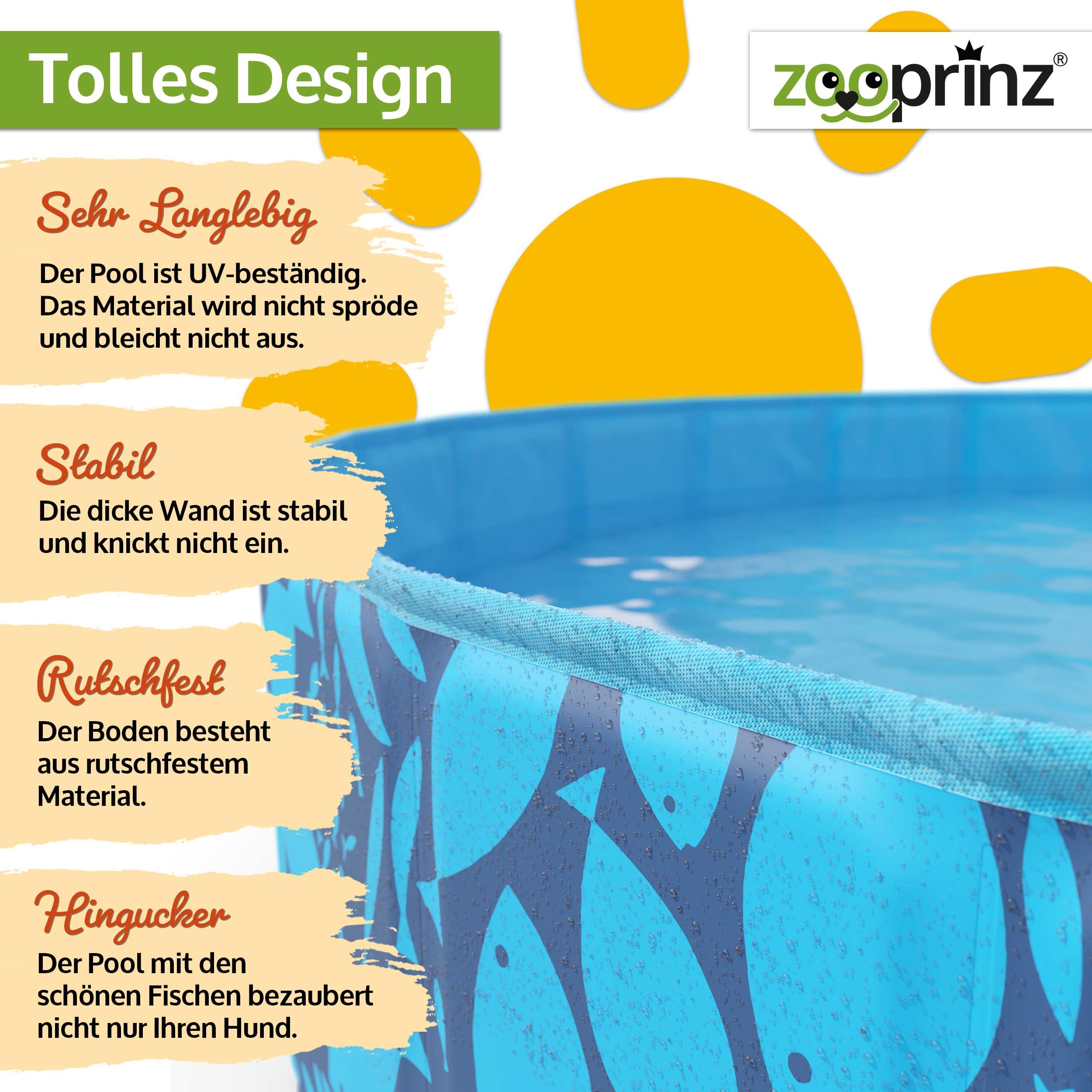 zooprinz Faltbarer Pool 120x30 cm Hundepool stabil rutschfest Planschbecken Hund Kind