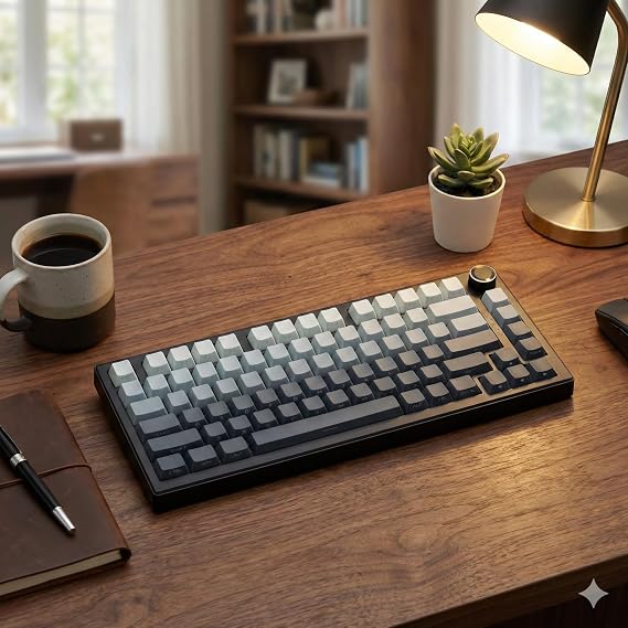 Coverzone White Switch 75% Mekanik Klavye, RGB Işıklandırma, Bluetooth & Kablolu Bağlantı, Düşük Profil Tuşlar, Alltan Yazılı, Windows ve Mac Uyumluluğu | K81 (CrystalBlack)