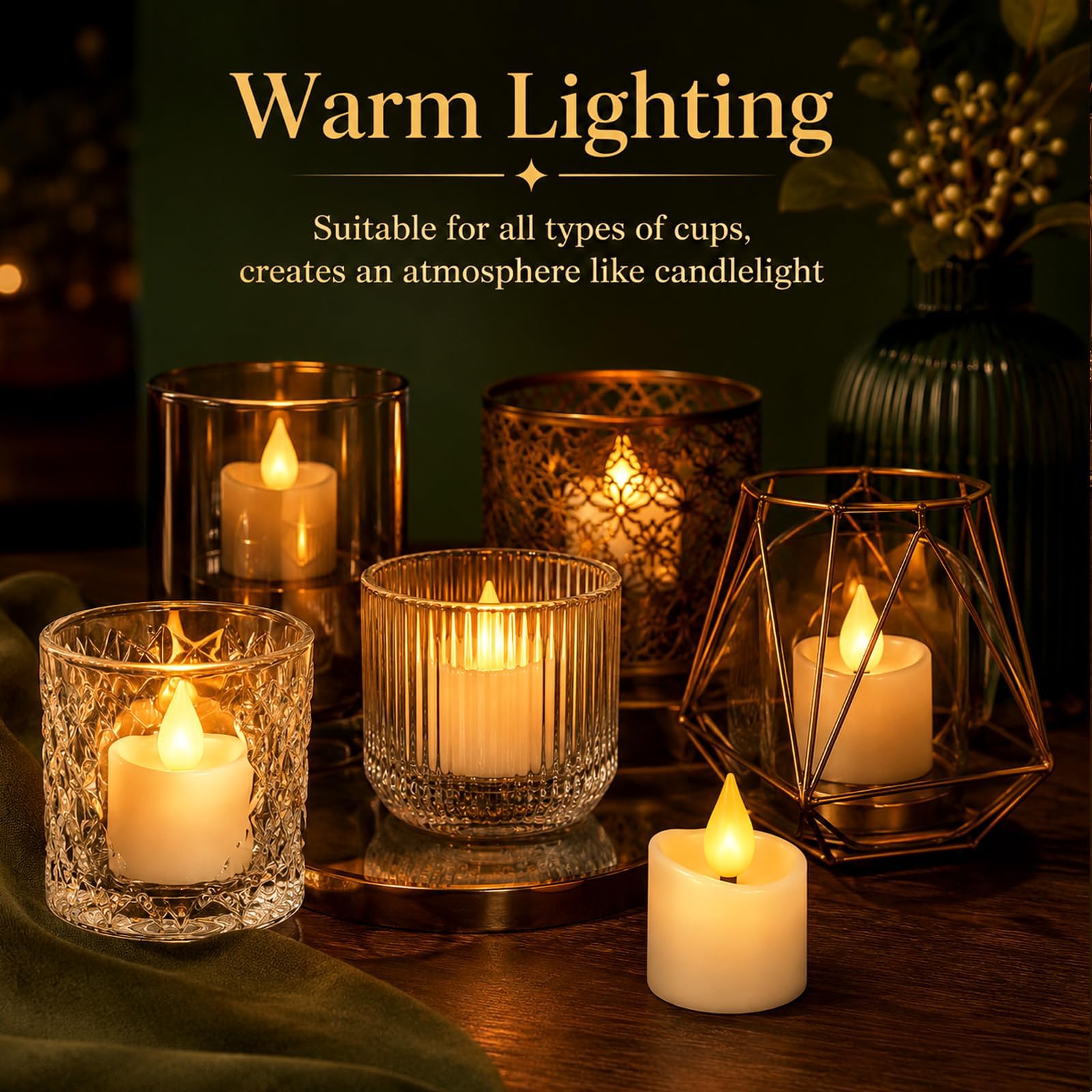 Candele da tè a LED, ricaricabili, con fiamma tremolante, con funzione timer, telecomando e stazione di ricarica, colore bianco, per Halloween, Natale, feste, 12 pezzi