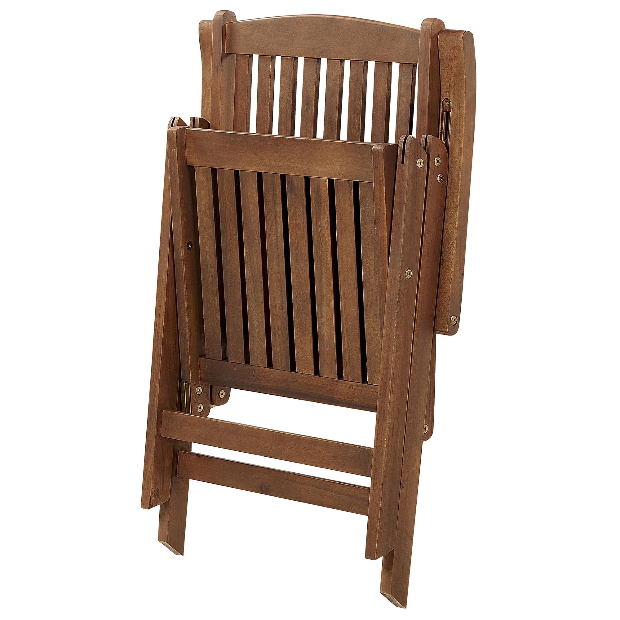 Beliani Gartenstuhl Akazienholz Dunkelbraun verstellbar klappbar mit Armlehnen Amantea