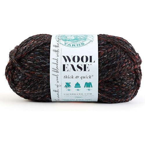 Lion Brand Yarn 640-506 Wool-Ease Thick and Quick Yarn, Blackstone