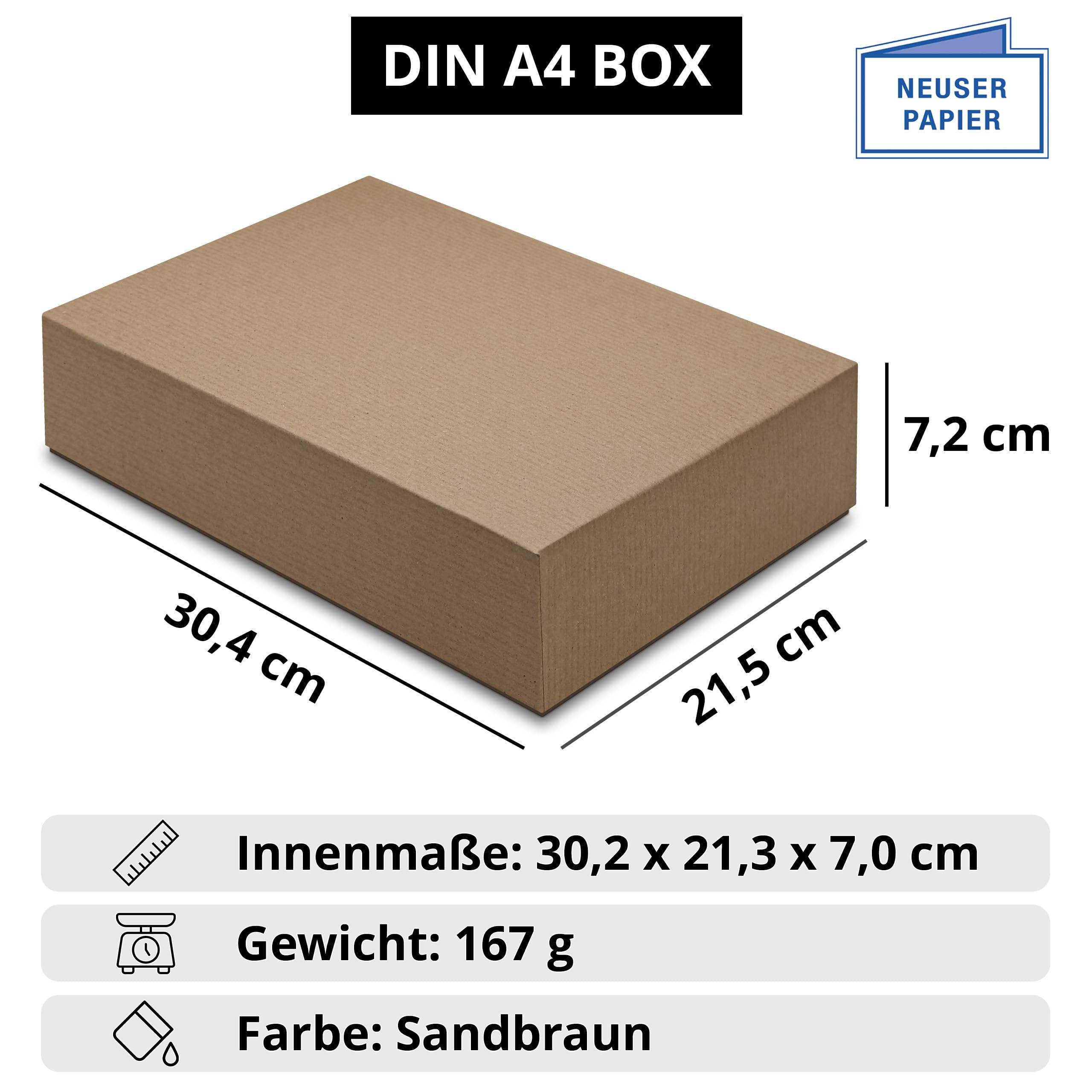 Zestaw 15 wysokiej jakości pudełek do przechowywania i na prezent w formacie DIN A4, w kolorze piaskowo-brązowym, 302 x 213 x 70 mm