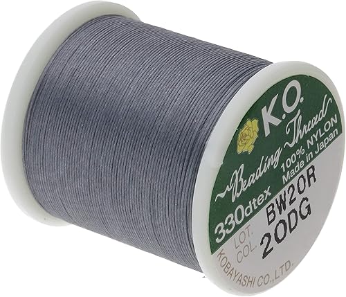 Miniatura 2 de KO Hilo de cuentas de nailon, color gris oscuro, preencerado japonés 100% nailon, 330TEX, cables anudados resistentes a enredos, carrete de 164.0