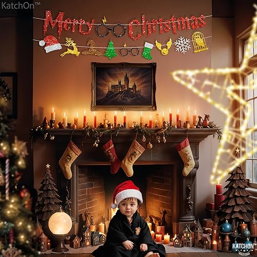 Miniatura 5 de KatchOn, Guirnalda de pancarta de Feliz Navidad con purpurina roja, 10 pies, sin bricolaje, guirnalda de decoraciones de Navidad para interiores,