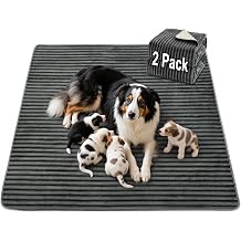 FunFurry Flannel Washable Pee Pad for Dogs - 2 Pack Reusable Dog Pee Pads, Puppy Pads, Fast Absorb Pet Playpen Mat with Non-Slip Back, Waterproof Puppy Training Pad. Dark Grey, 24" X 36"