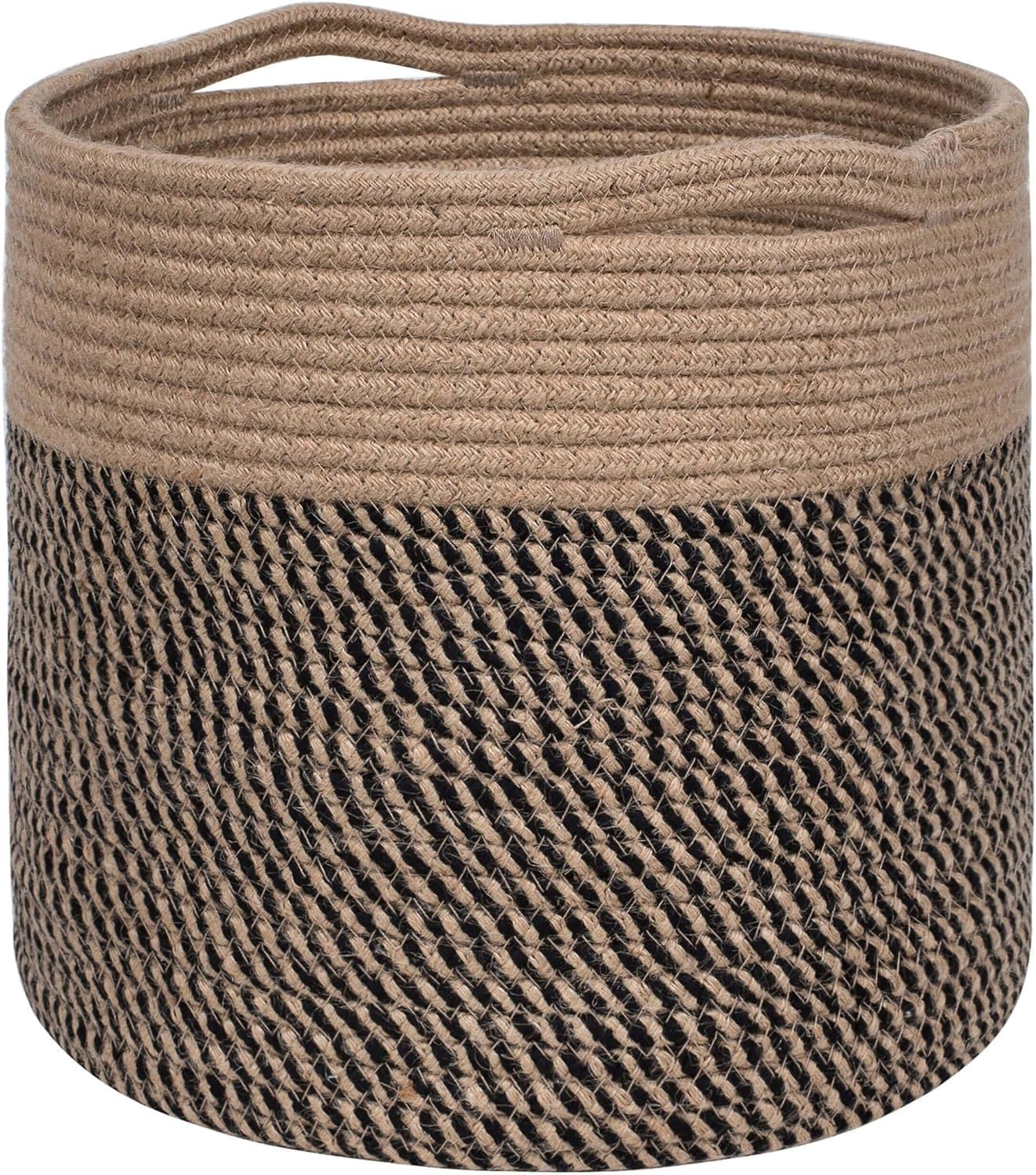 SLEEPY Design 11 x 11 Inches Cotton Rope Basket for Flower Pot and Indoor Floor Planters, Decorative Round Woven Plant Pot Basket, Planter Covers, Small Dog Toy Storage Baskets (Black Jute)-image-26
