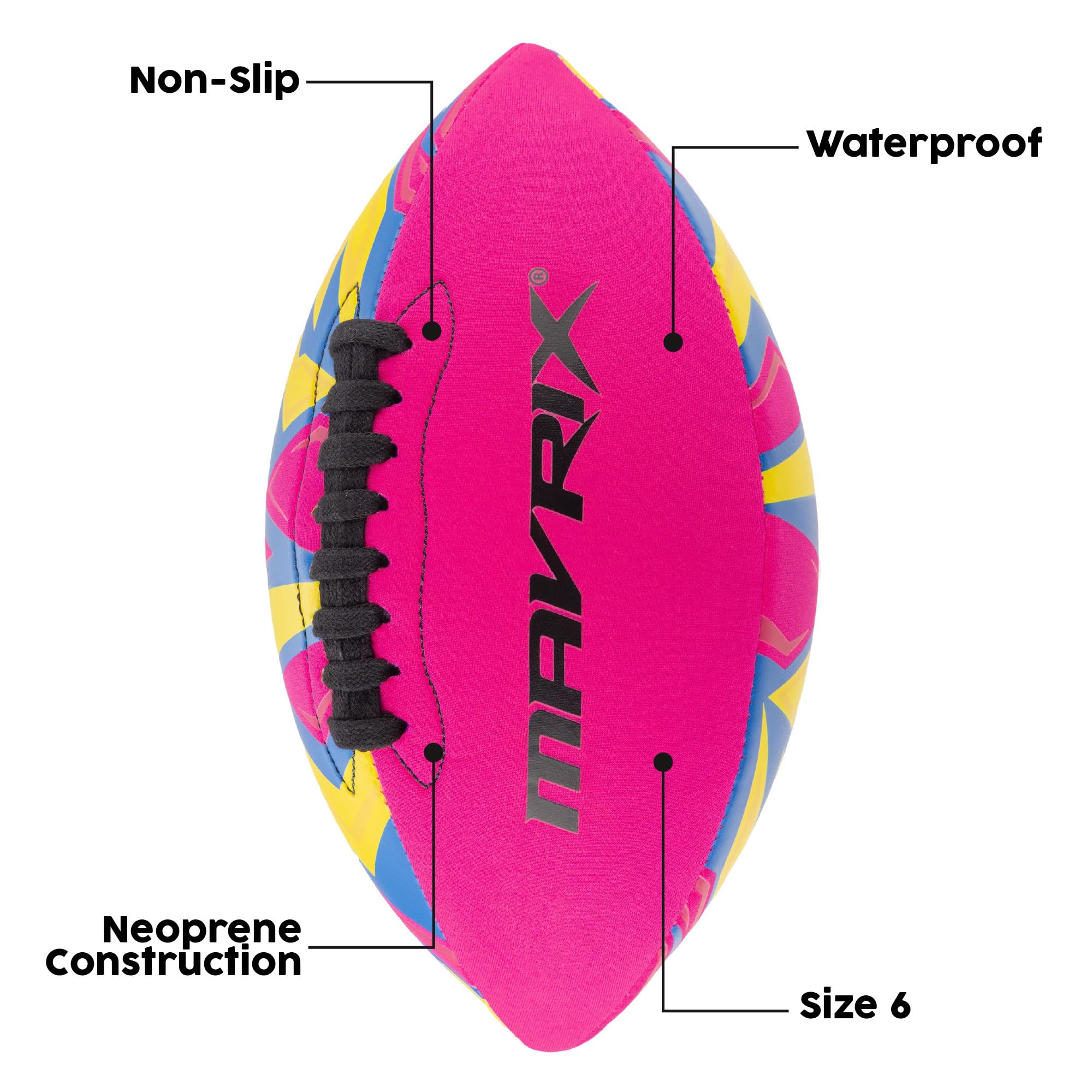 Mavrix American Football, Neopren, wasserdicht, Größe 6, weicher Griff, Ball für Kinder und Erwachsene, leicht, langlebig, Trainingsfußball für Strand, Garten und Spielen im Freien, schnell