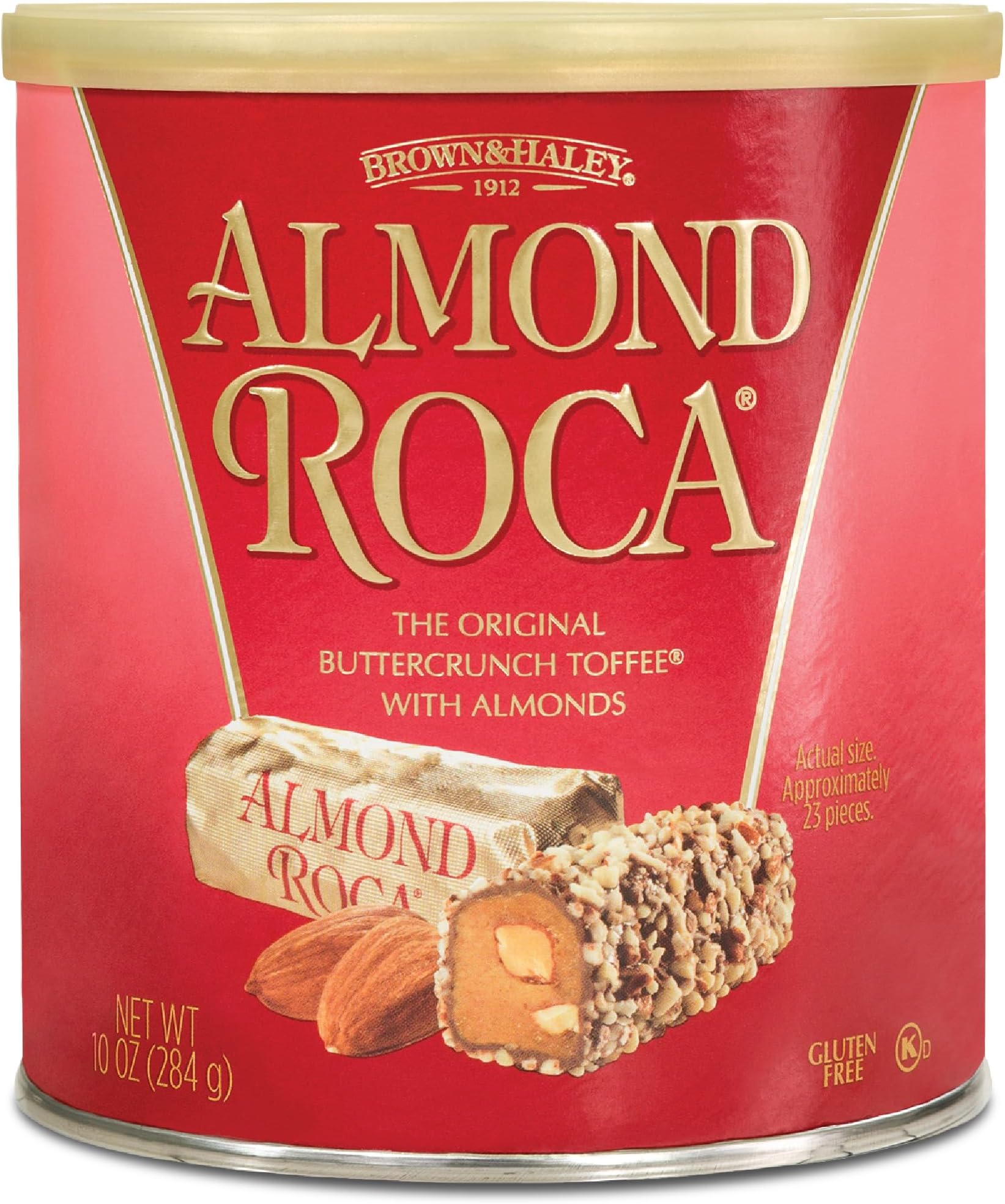 Almond Roca Pack of 1-10oz Individually Wrapped Chocolate Candy - Original Buttercrunch Toffee with Almonds - Gluten Free, Kosher, Chocolate