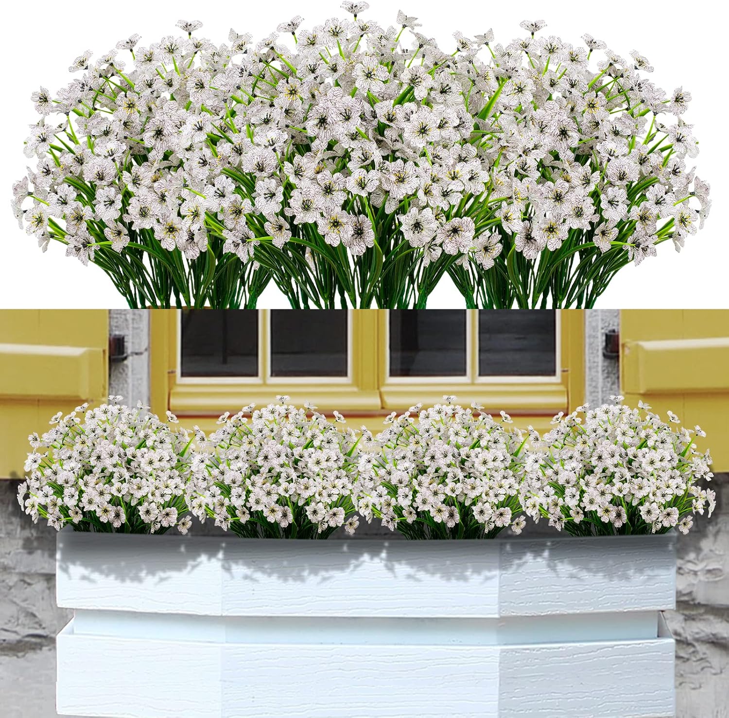 21 Bundles Artificial Flowers Outdoor UV Resistant Silk Flowers No Fade